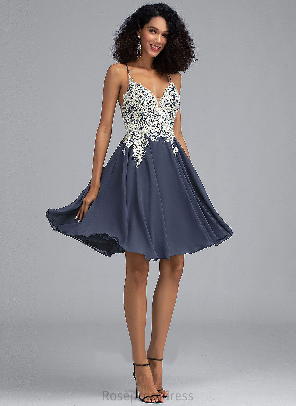 Chiffon Short/Mini With Sequins Beading Charity V-neck Homecoming Lace Dress A-Line Homecoming Dresses