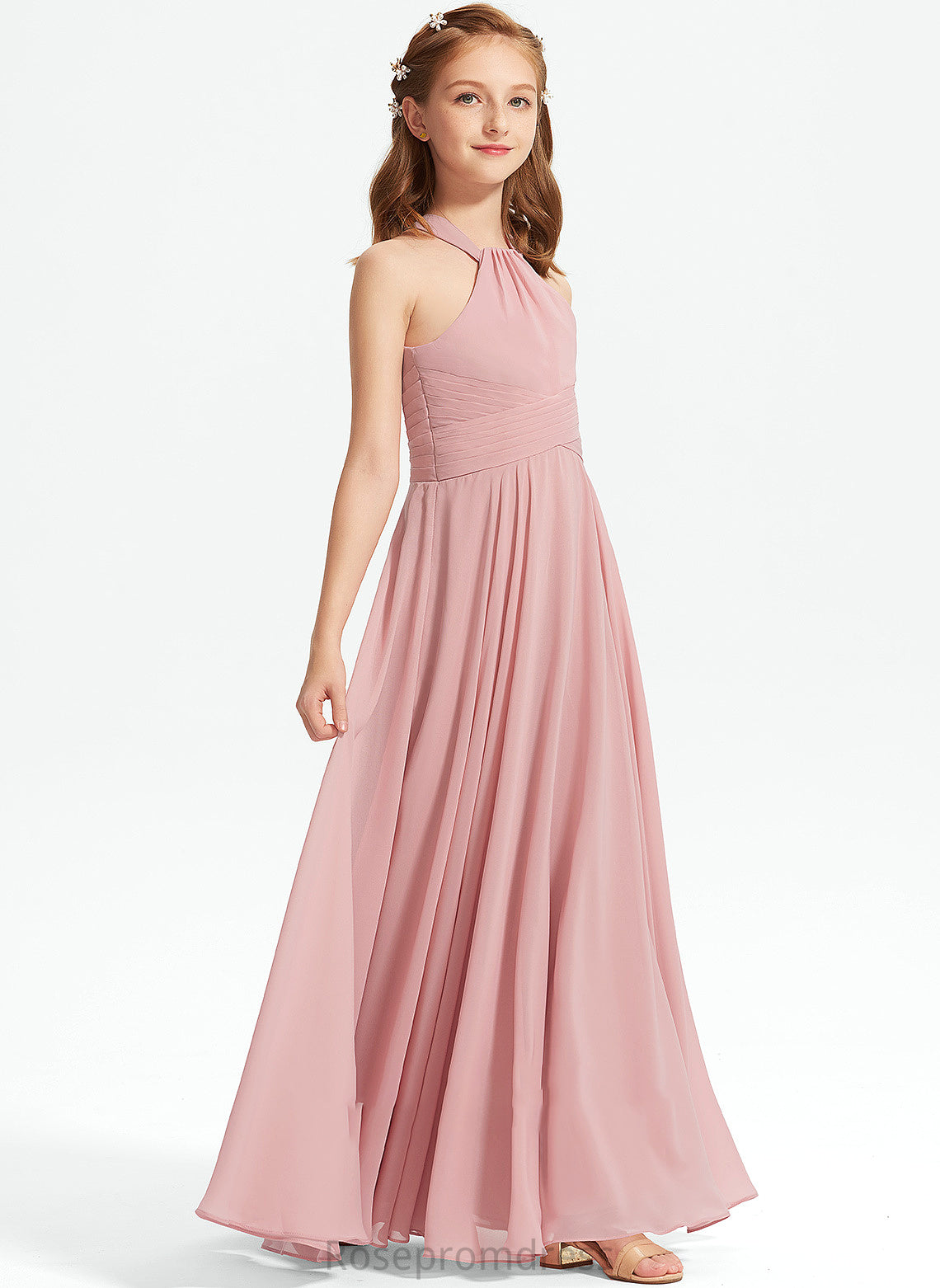 Chiffon Ruffle Square Poll With A-Line Neckline Junior Bridesmaid Dresses Floor-Length