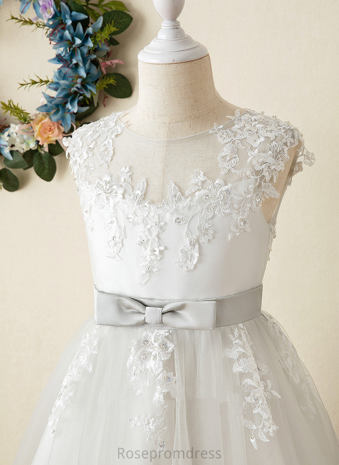 Girl Scoop Lace With Dress Knee-length Sleeveless - Itzel Flower Girl Dresses Satin/Tulle Flower A-Line Neck