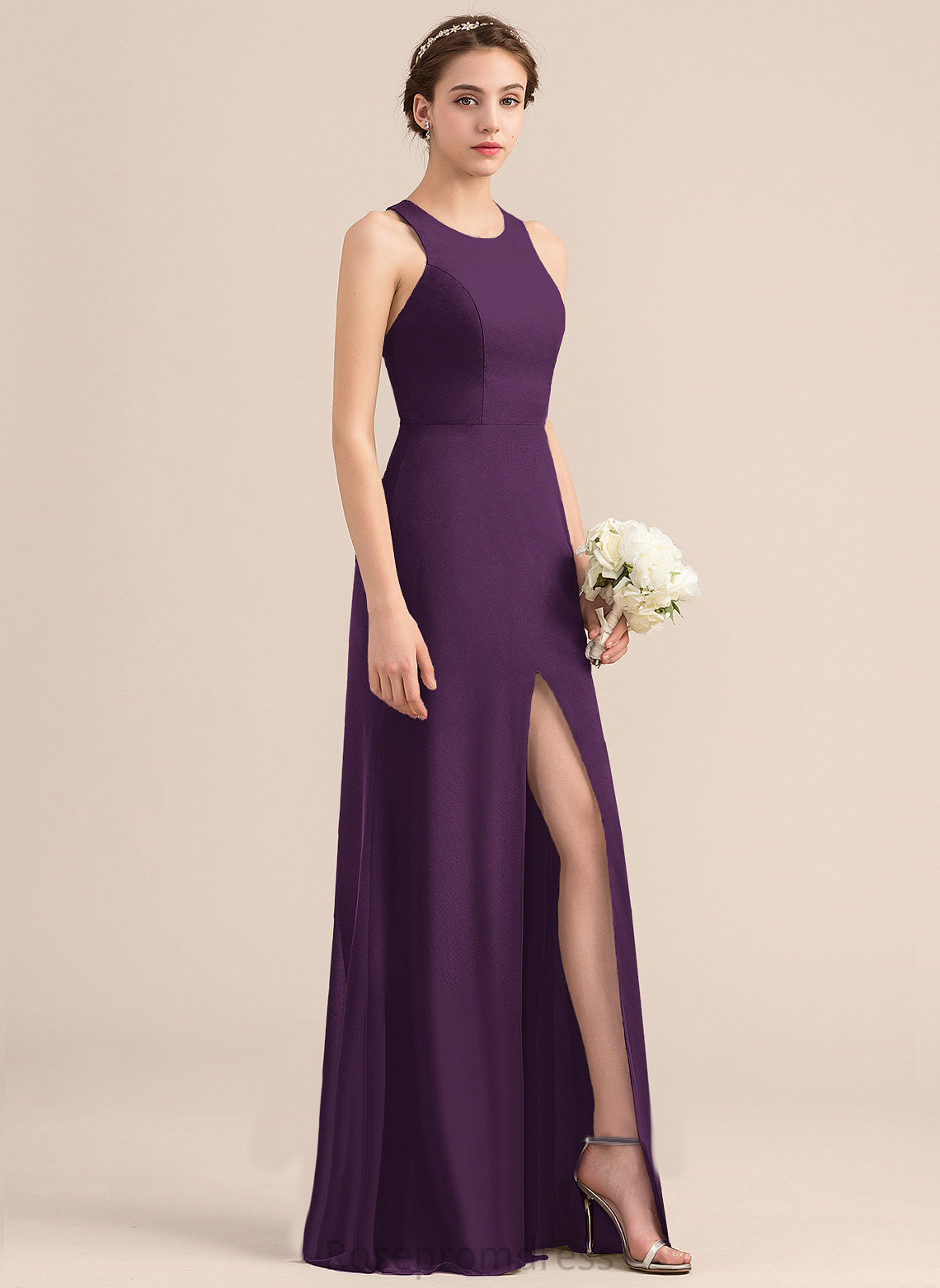 Straps&Sleeves A-line Scoop Length Silhouette Floor-Length Neckline Fabric Natalie Bridesmaid Dresses