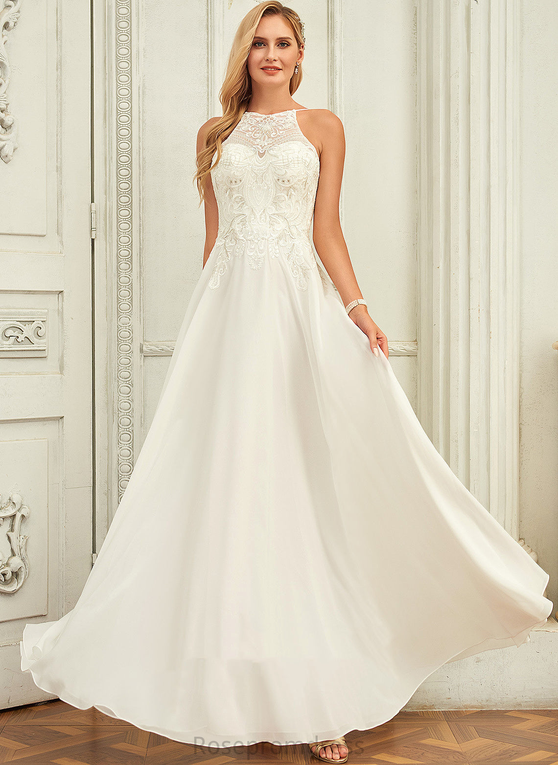 Wedding Dresses Chiffon Floor-Length A-Line Scoop Lace Daniella Wedding Dress