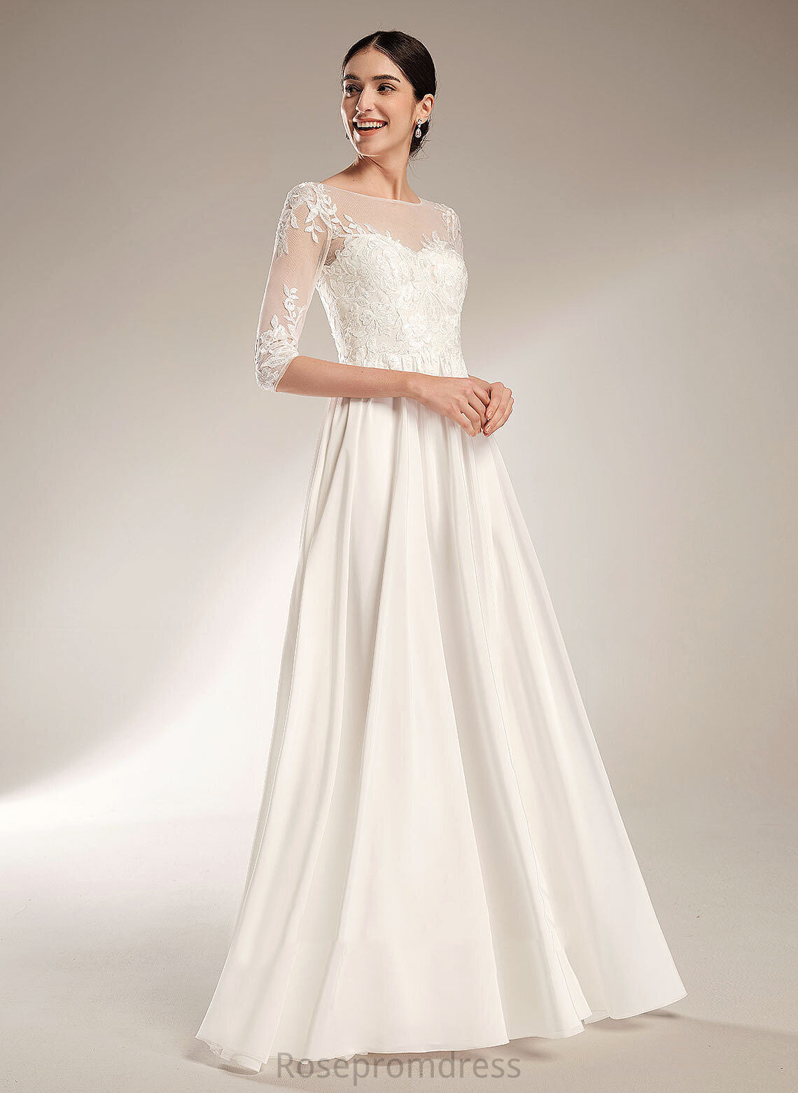 Sequins A-Line Dress Illusion Wedding Dresses Train Lucia With Sweep Wedding Chiffon