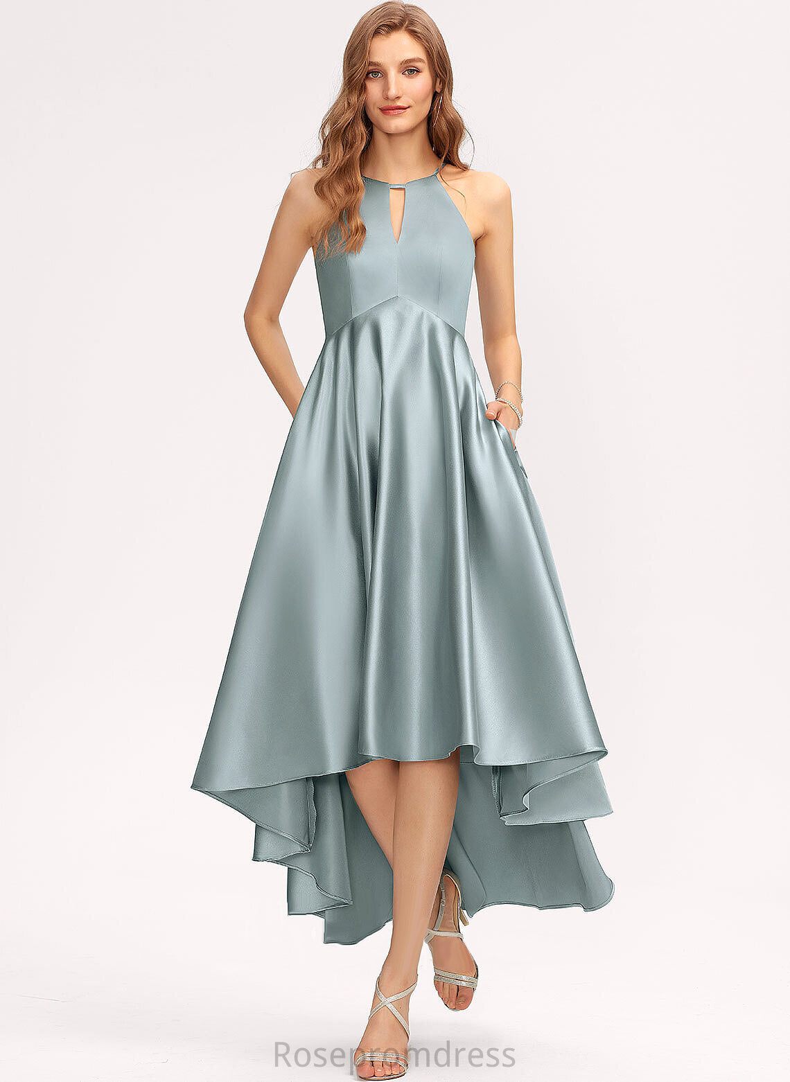 Silhouette Fabric A-line Asymmetrical Straps&Sleeves Length Satin Neckline Scoop Kate Bridesmaid Dresses