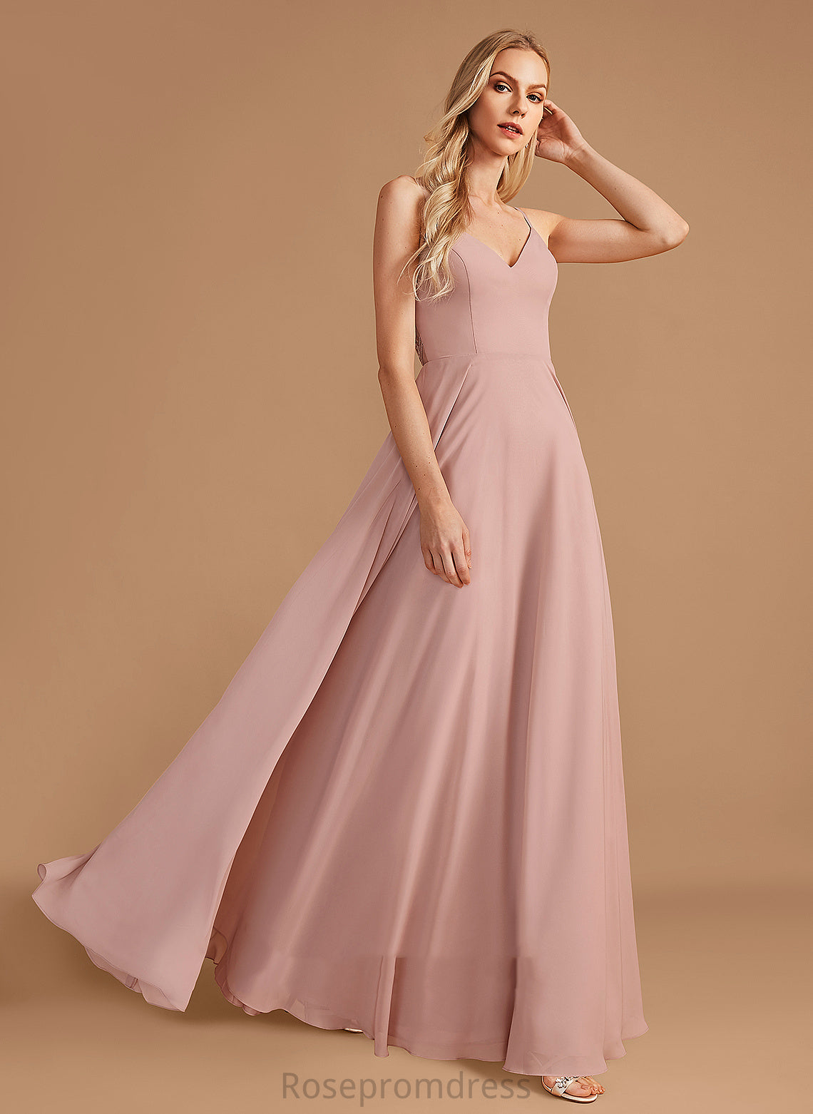 Floor-Length Lace Silhouette V-neck Length A-Line Fabric Embellishment Neckline Londyn Bridesmaid Dresses