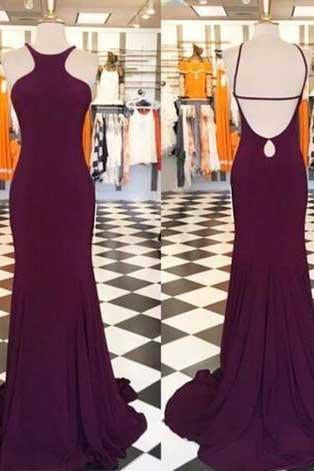 Halter Burgundy Backless Long Backless Halter Mermaid Fitted Sexy Evening Dresses RS819