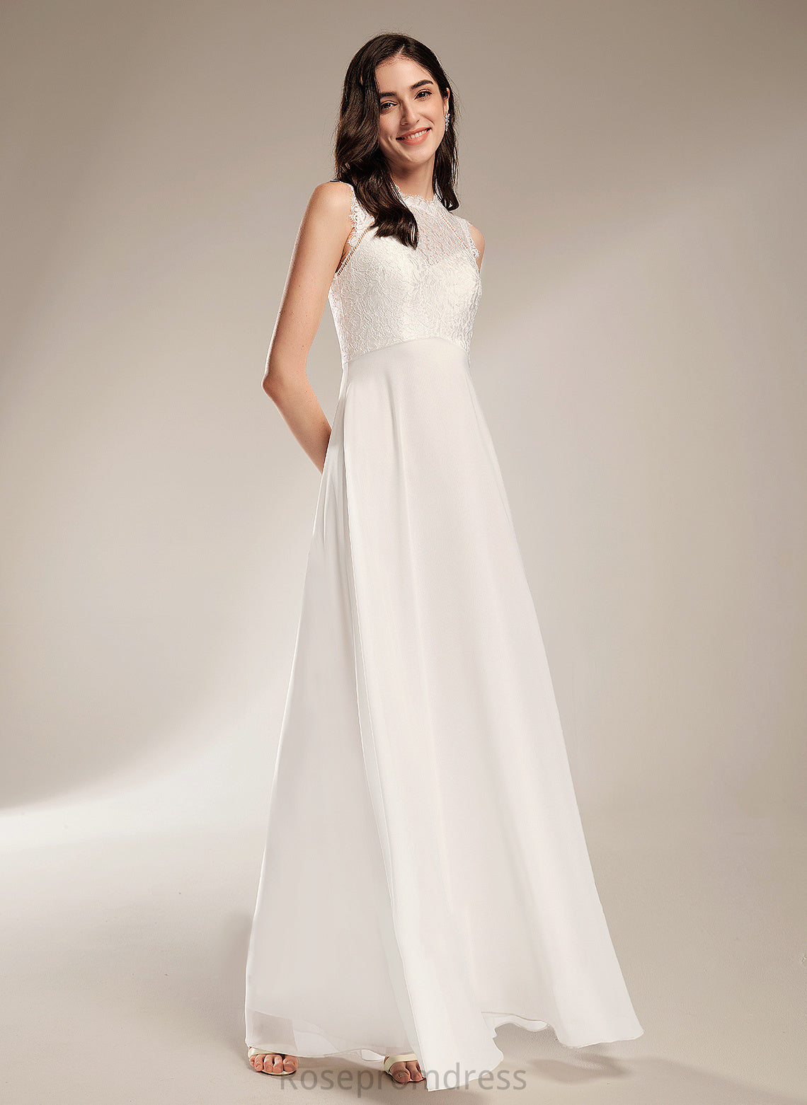 Chiffon Scoop Dress Floor-Length Wedding Wedding Dresses A-Line Lace Carolina