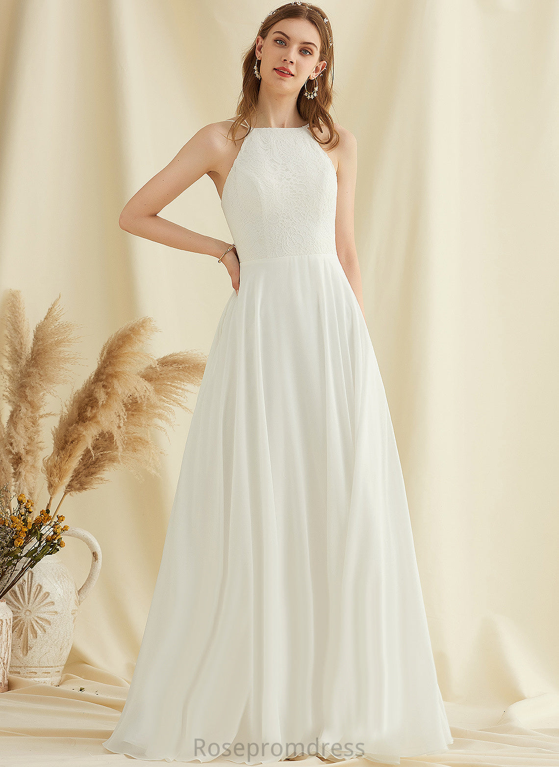 Dress Wedding Miley A-Line Wedding Dresses Chiffon Floor-Length Lace