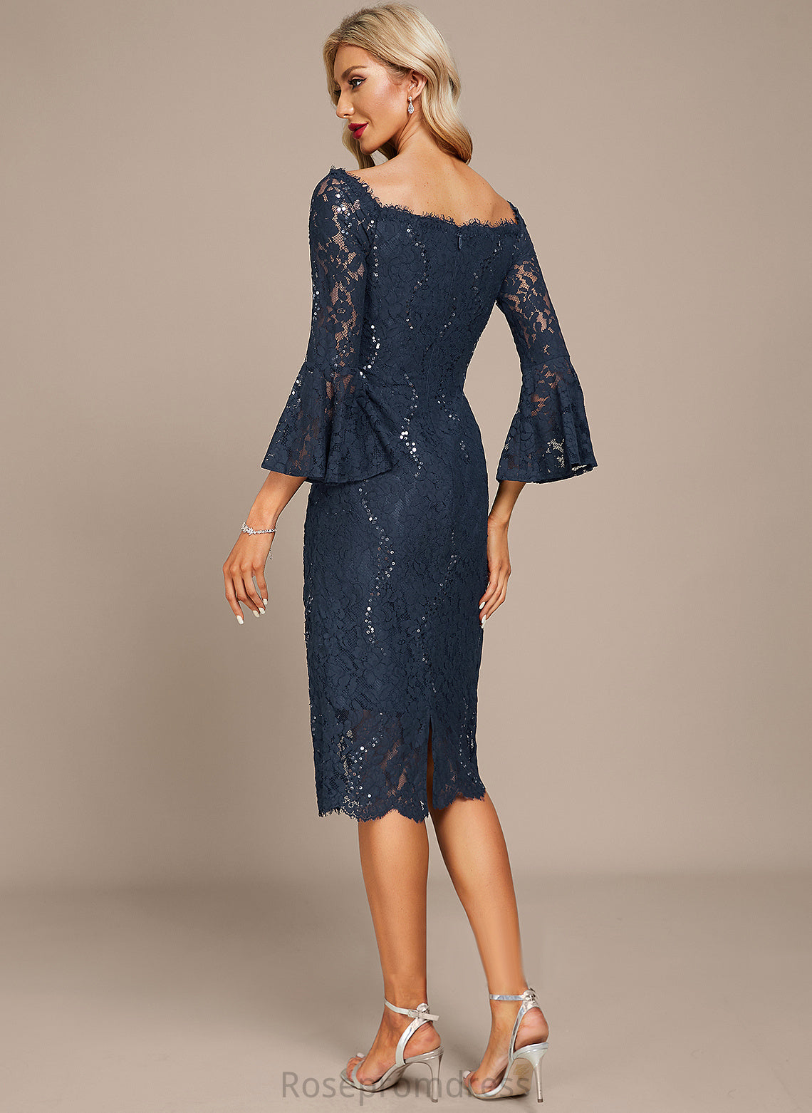 Knee-Length Lace Christine Cocktail Dress Off-the-Shoulder Sequins With Cocktail Dresses Sheath/Column