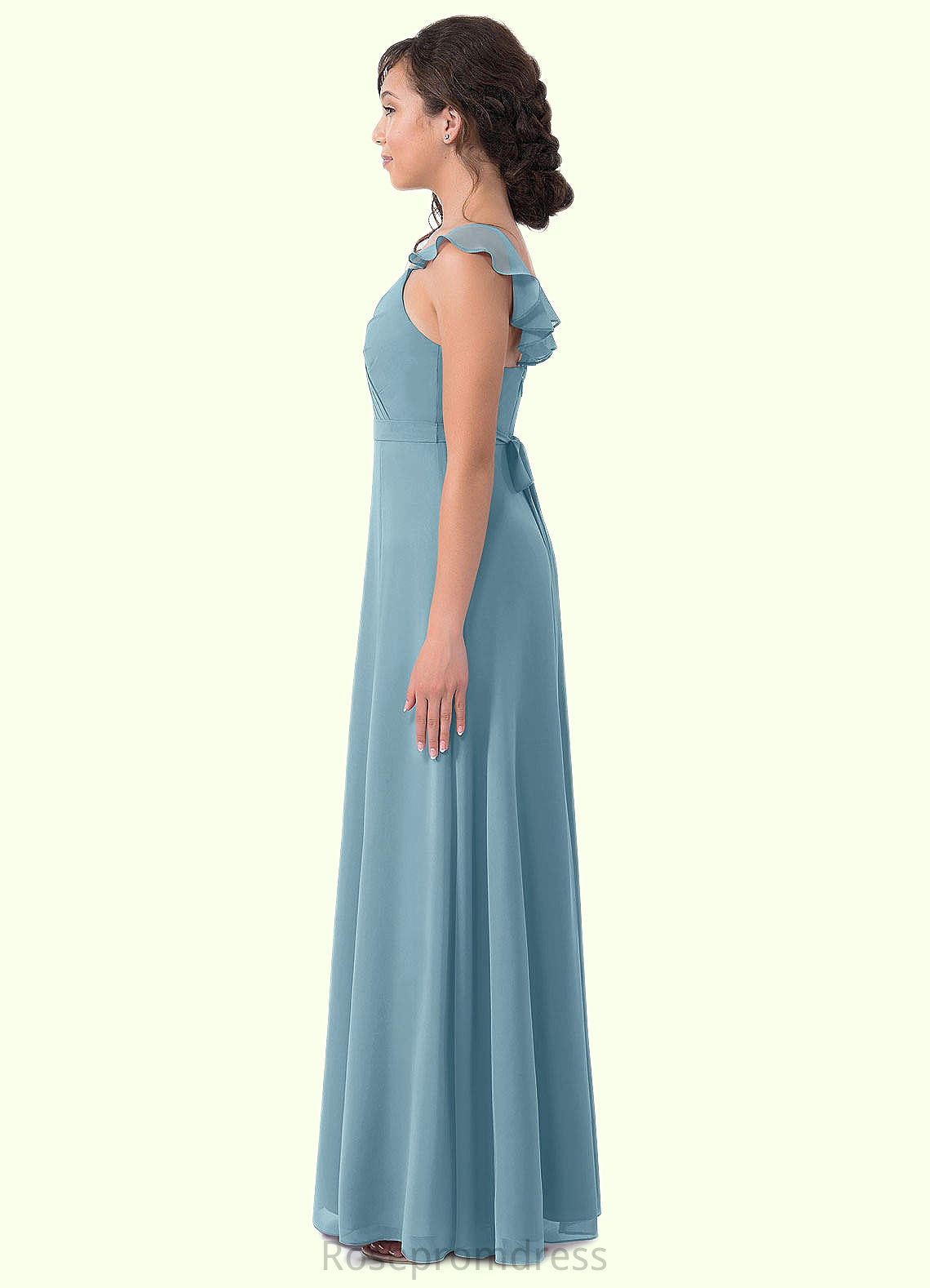 Genesis A-Line Ruched Chiffon Floor-Length Junior Bridesmaid Dress SRSP0019986