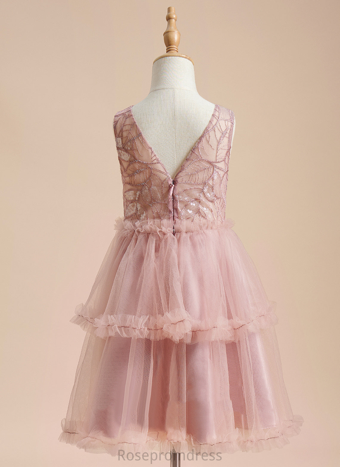 Scoop Knee-length Jan Flower Girl Dresses Girl With Neck Dress Sleeveless Sequins/Pleated/V A-Line - Flower Back Tulle