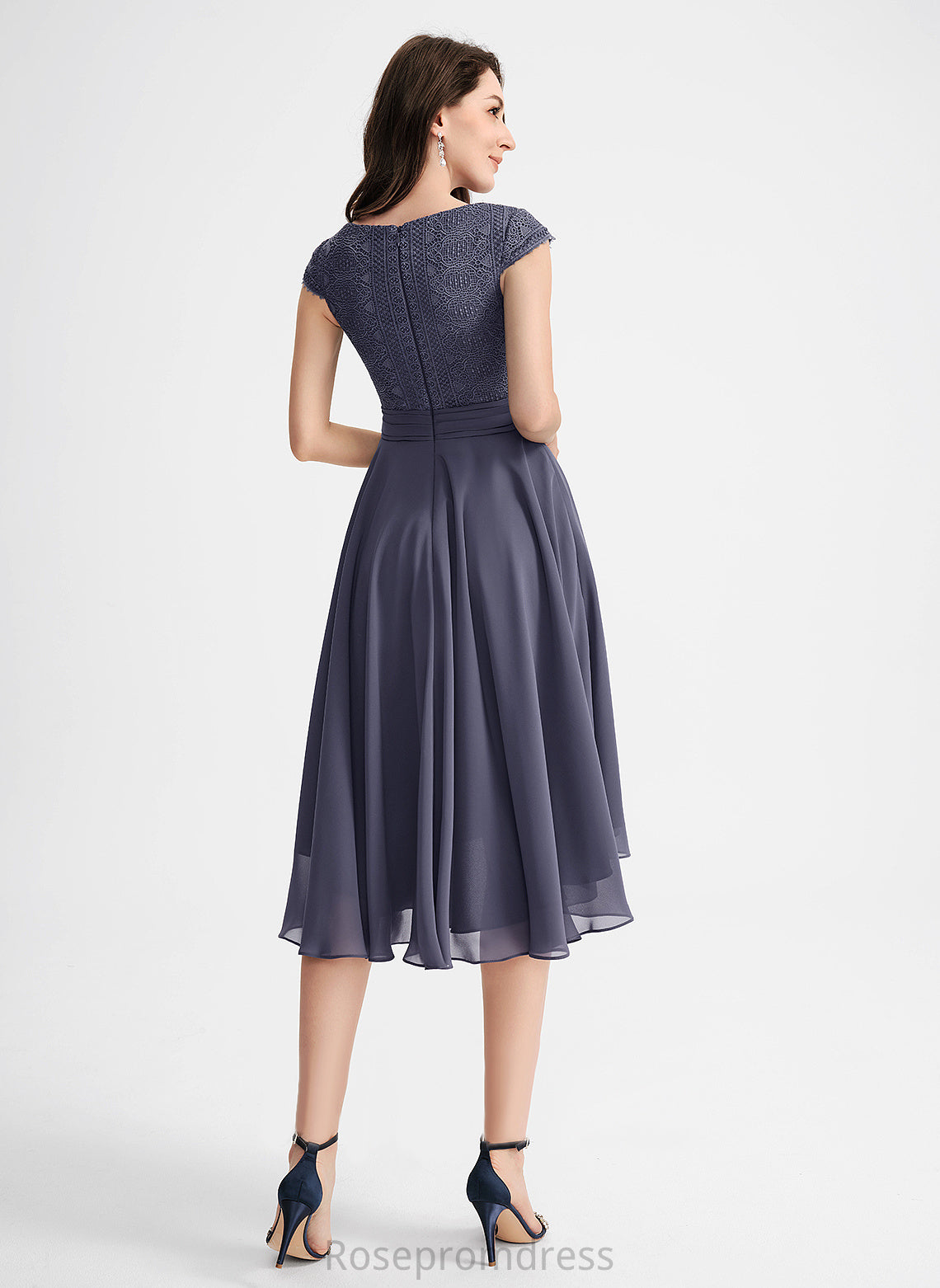 With Lace Dress Cocktail Chiffon V-neck Pleated A-Line Patti Asymmetrical Cocktail Dresses