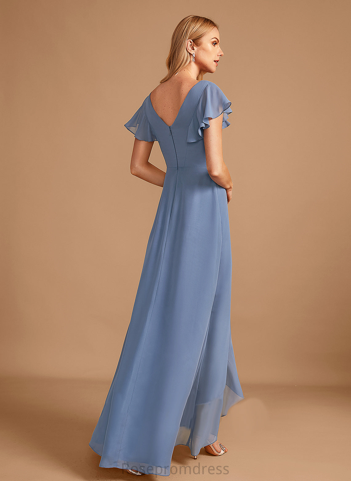 Embellishment Length Asymmetrical V-neck Ruffle SplitFront Fabric Neckline Silhouette A-Line Bailey Sleeveless Bridesmaid Dresses