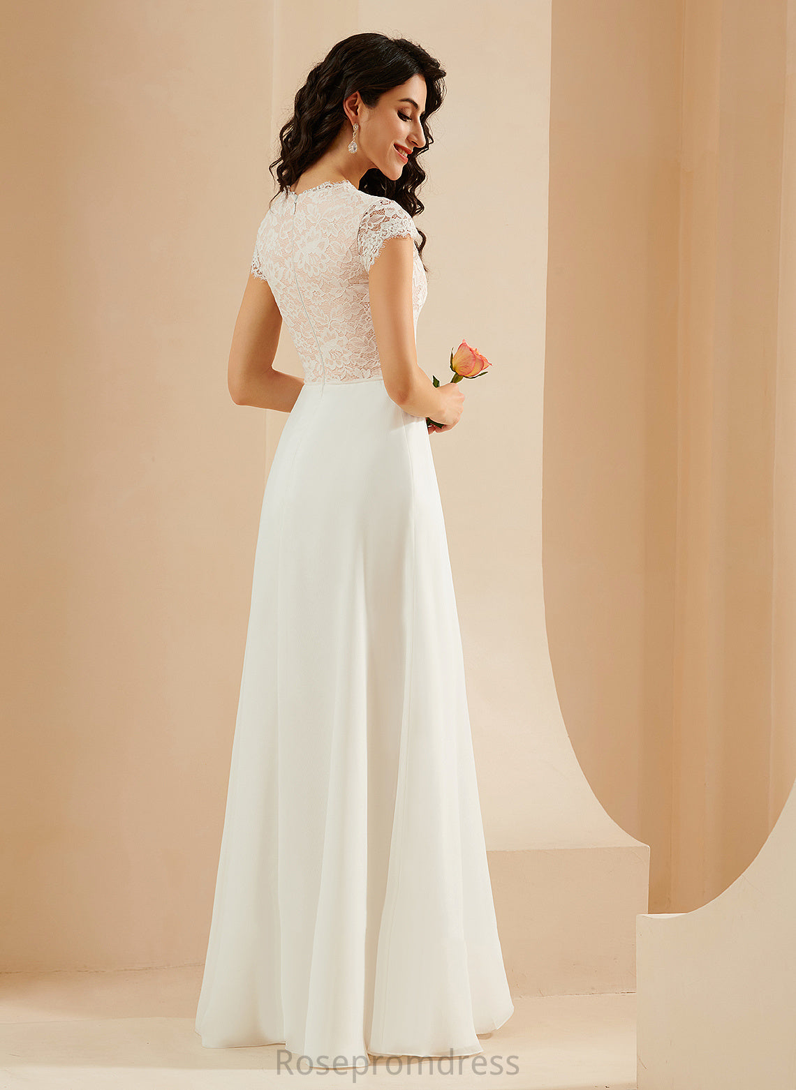 Floor-Length Peggie Dress Scoop Wedding Chiffon A-Line Wedding Dresses Lace