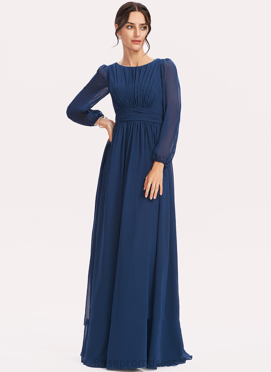 Neckline ScoopNeck Ruffle Floor-Length A-Line Length Fabric Embellishment Silhouette Germaine Bridesmaid Dresses