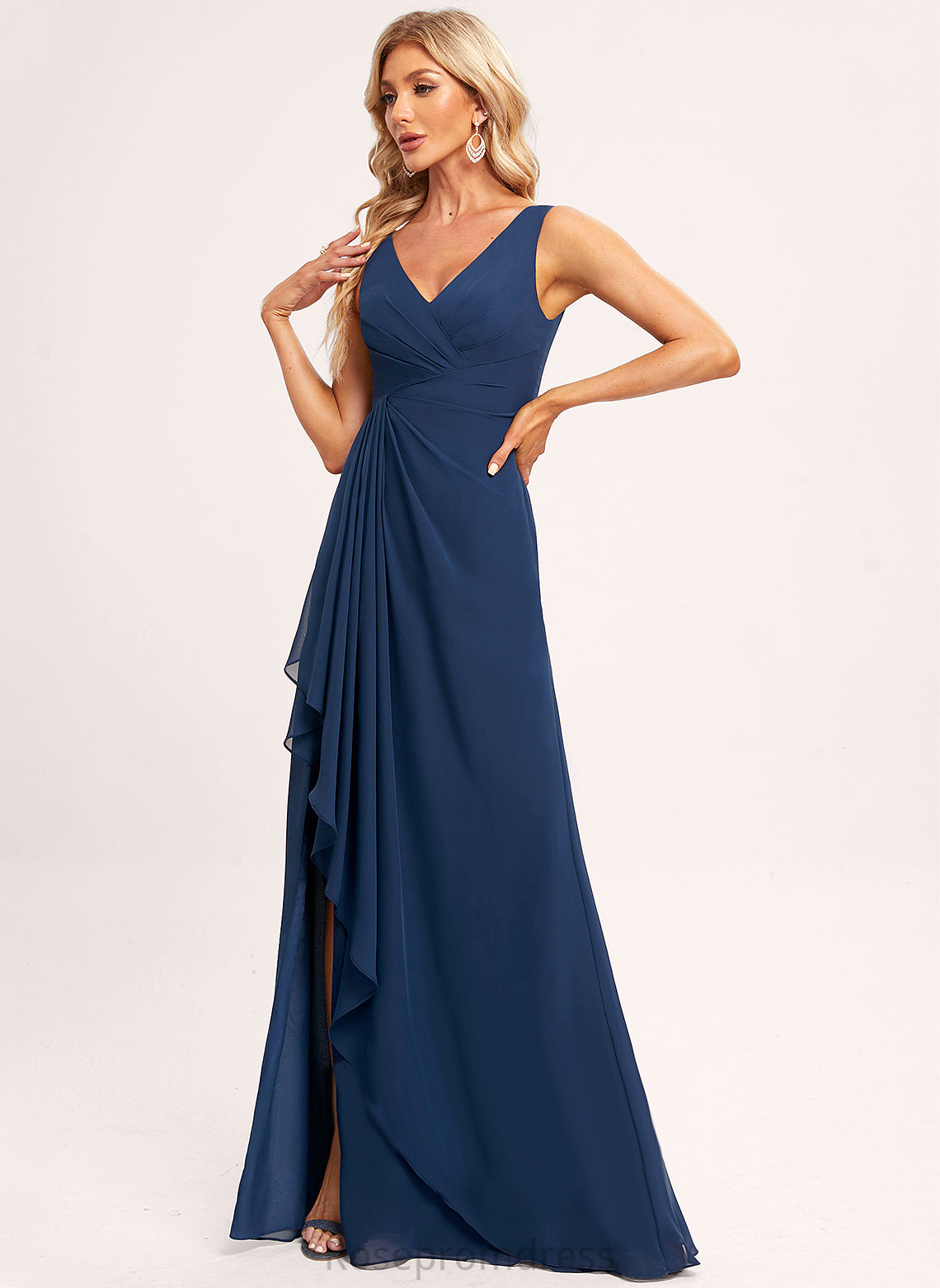 Neckline Length Silhouette Straps&Sleeves A-line Fabric Floor-Length V-Neck Jaylin Floor Length A-Line/Princess Natural Waist Bridesmaid Dresses