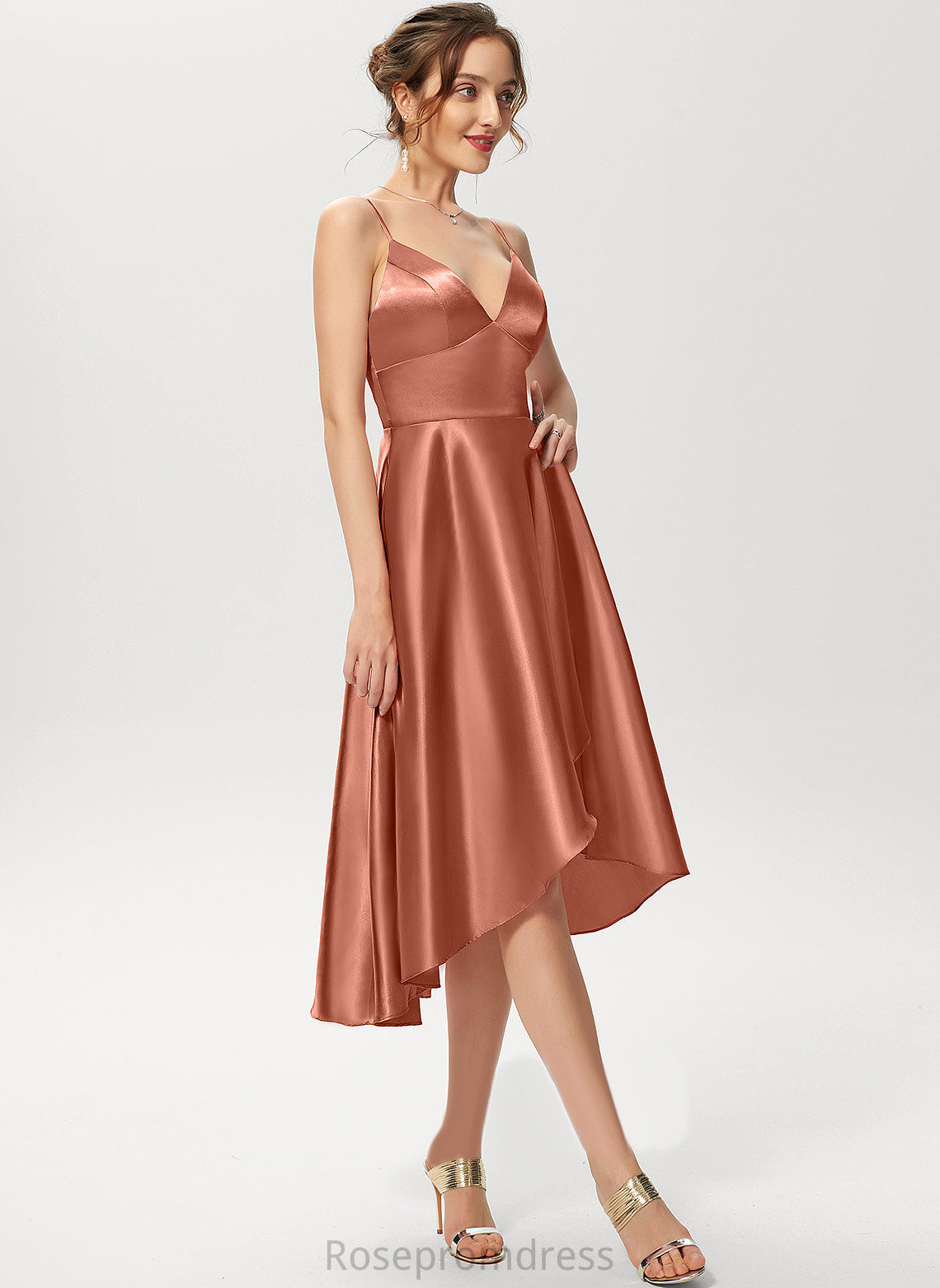 Asymmetrical Rayon V-neck Cocktail Dresses Tamia Dress Cocktail A-Line