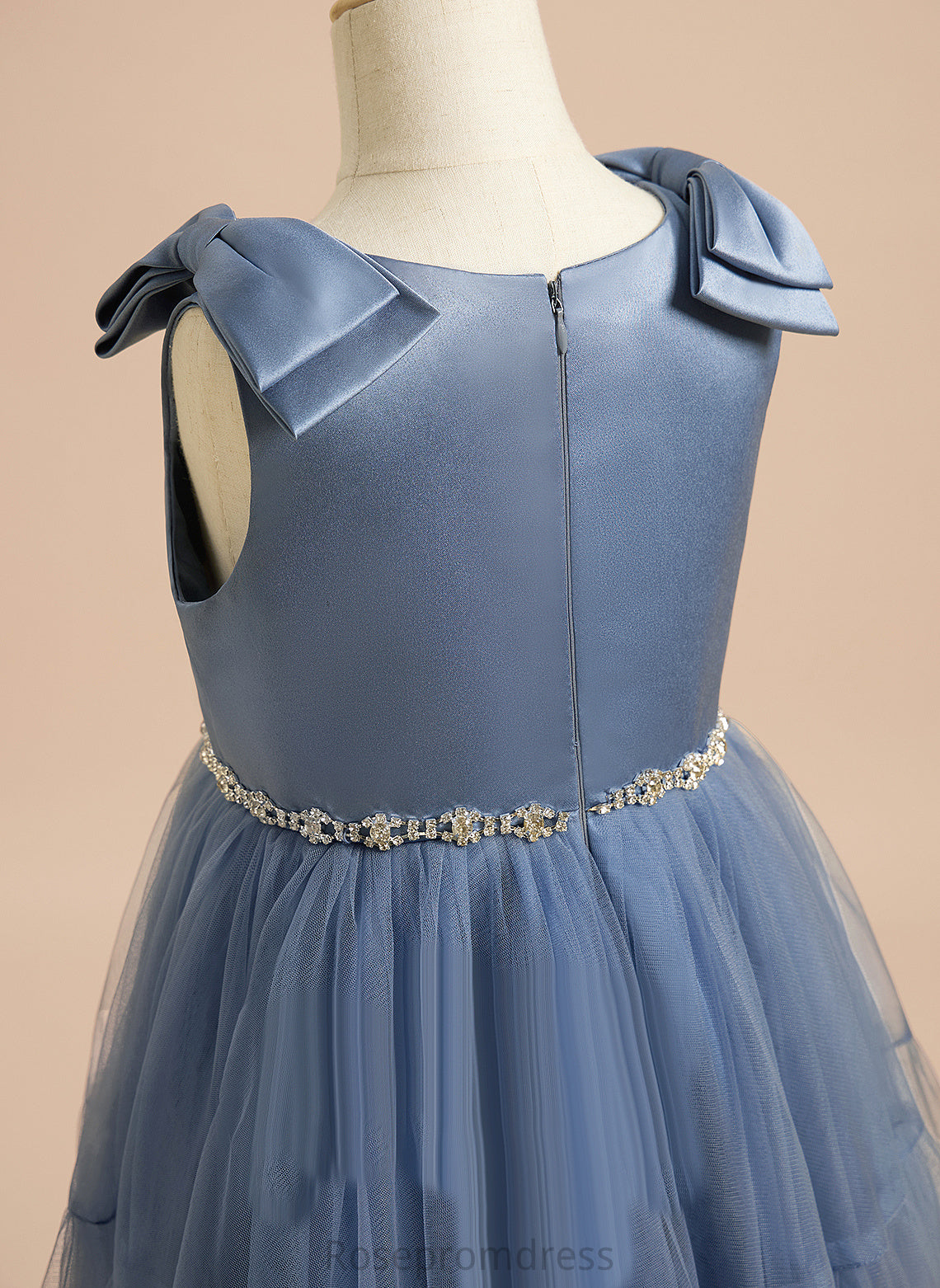 Knee-length Ciara Sleeveless Girl A-Line Flower Flower Girl Dresses With Satin/Tulle - Neck Beading/Bow(s) Scoop Dress