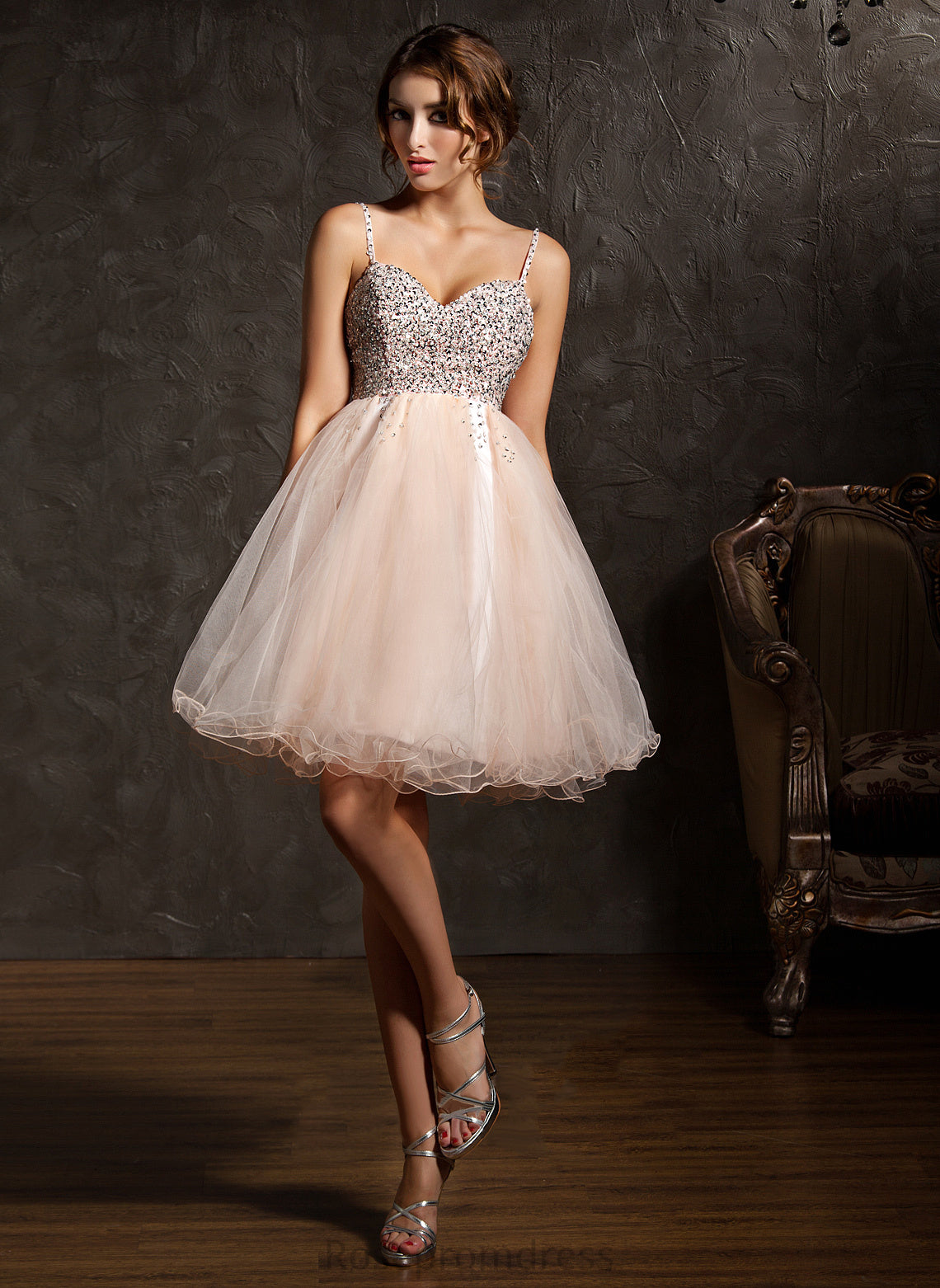 With Knee-Length Tulle Sequins Sweetheart Dress Beading Lilly Homecoming Homecoming Dresses A-Line