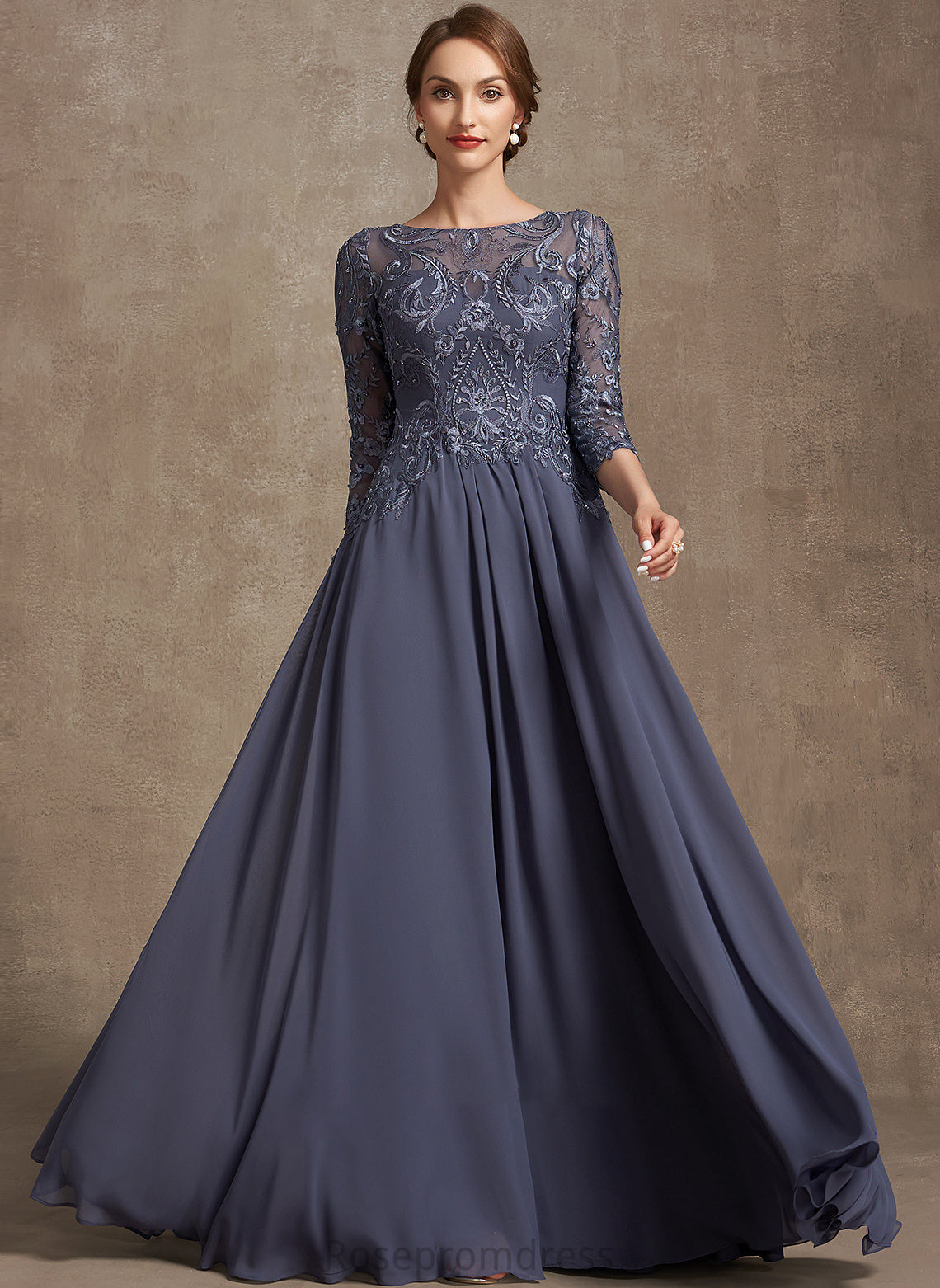 of Dress Neck Chiffon Scoop the Lace Mother of the Bride Dresses Bride Floor-Length Ximena A-Line Mother