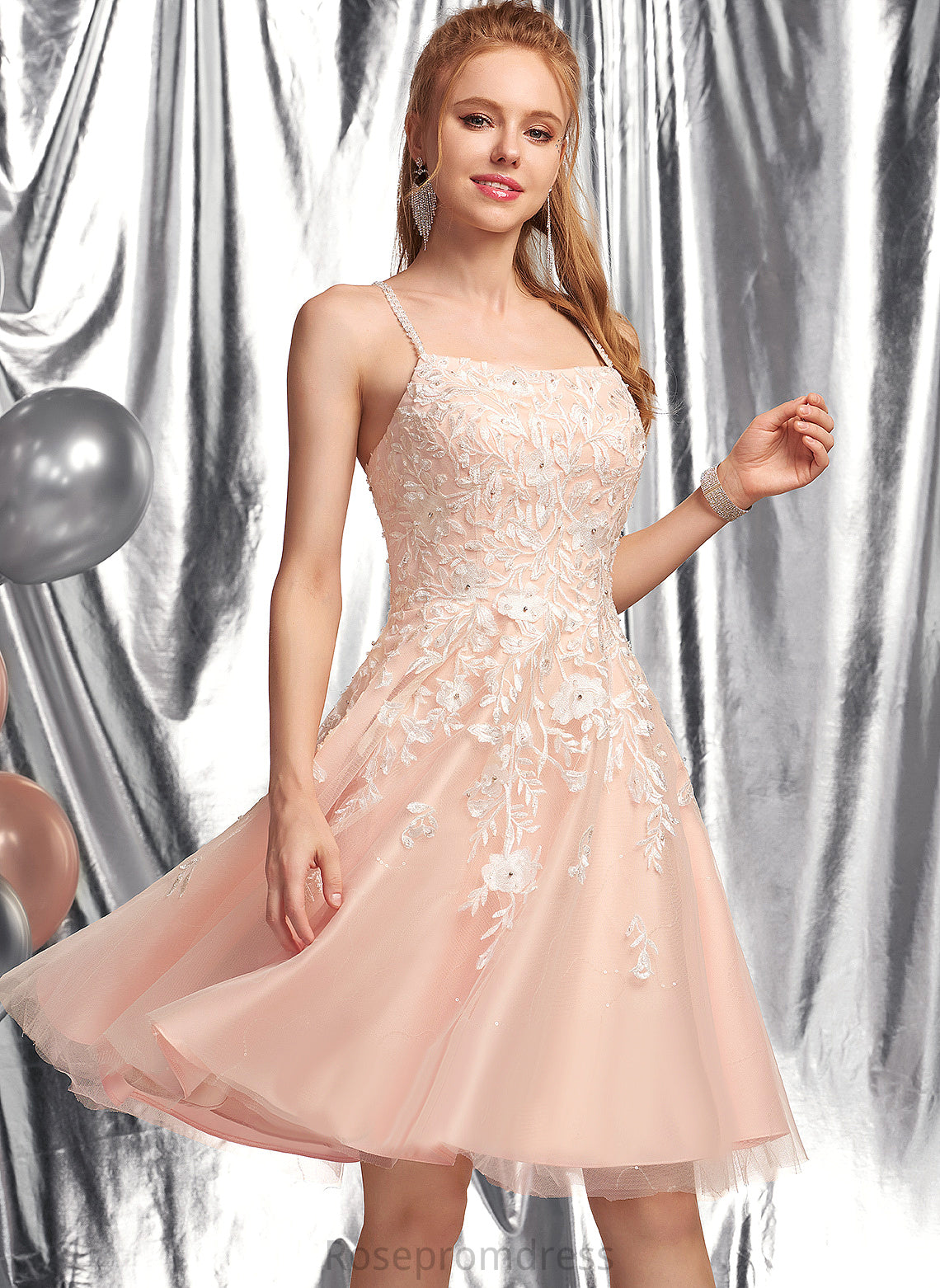 Pru Prom Dresses Tulle A-Line Beading With Square Knee-Length