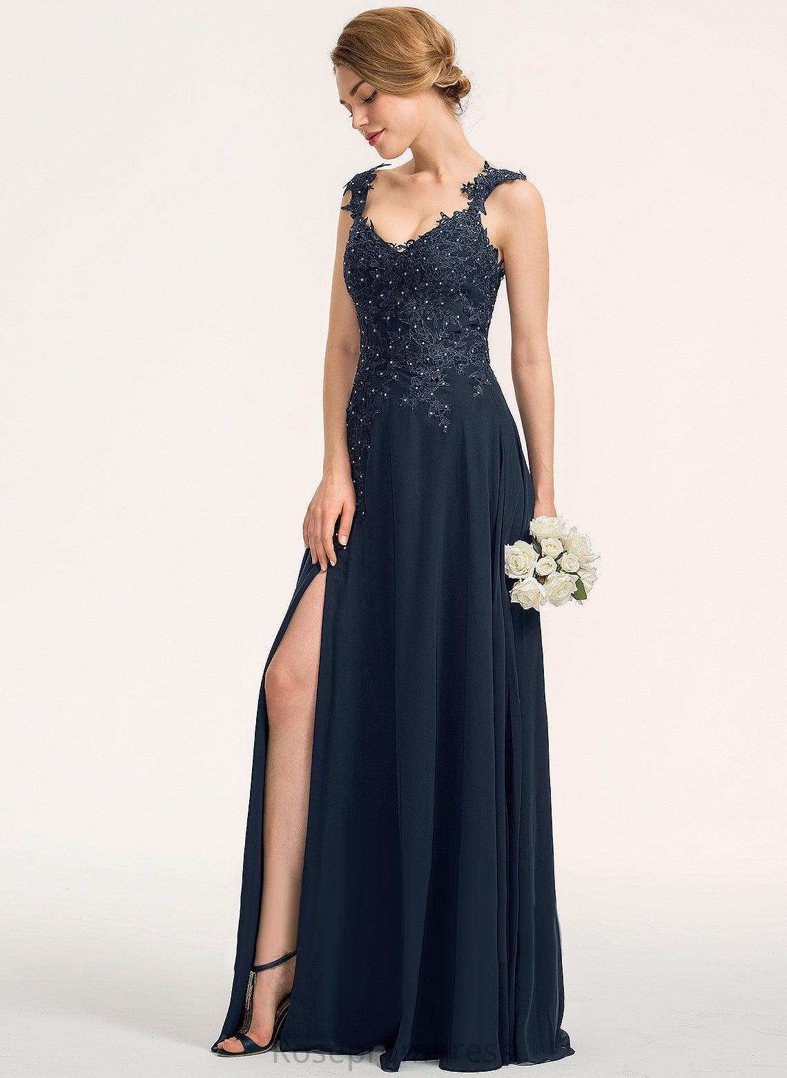 Silhouette Floor-Length Fabric Lace Embellishment Neckline Length Beading A-line Winifred Bridesmaid Dresses