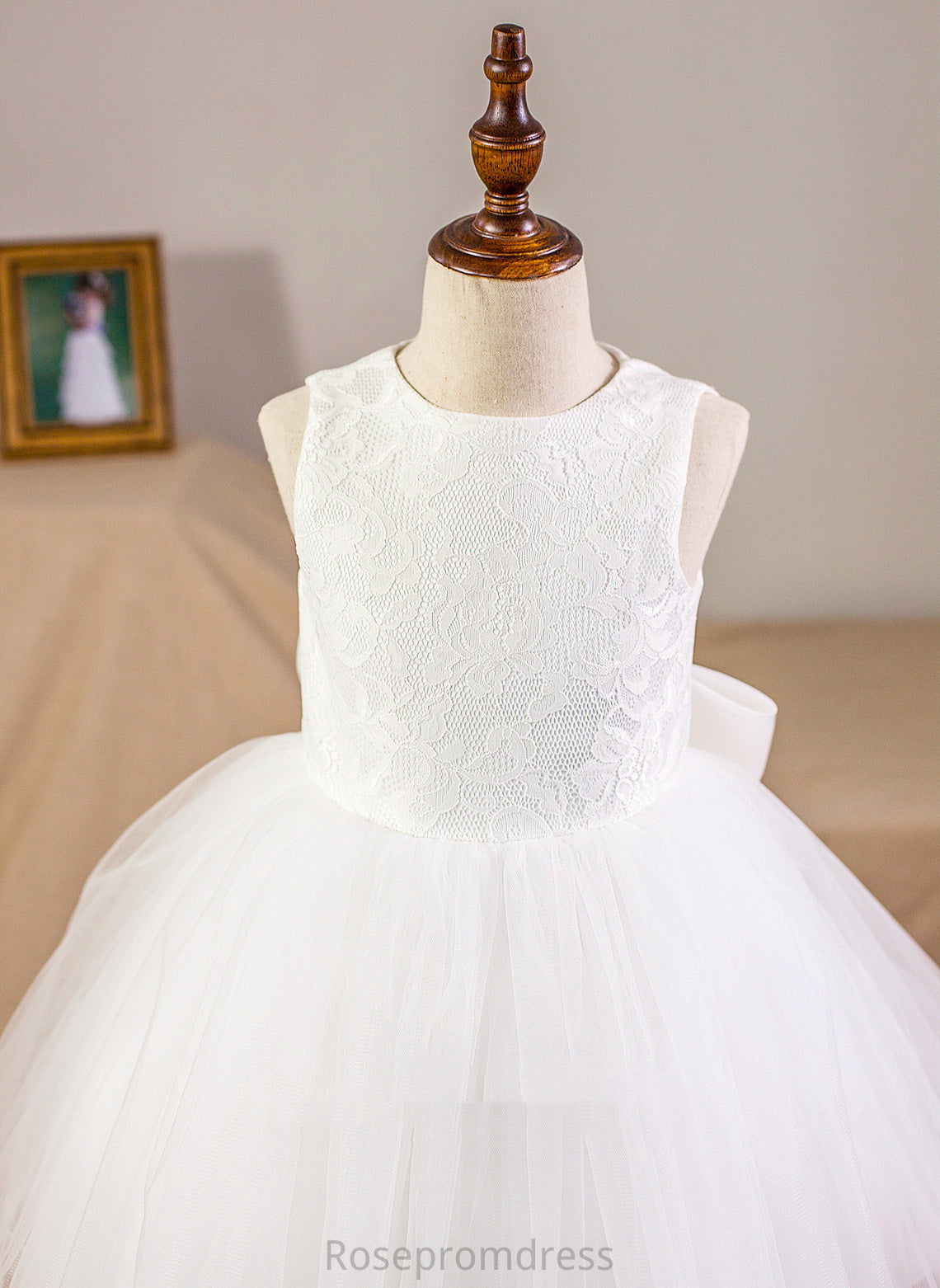 Girl Neck - Knee-length Flower With Ball-Gown/Princess Dress Scoop Satin/Tulle/Lace Flower Girl Dresses Bow(s) Anne Sleeveless