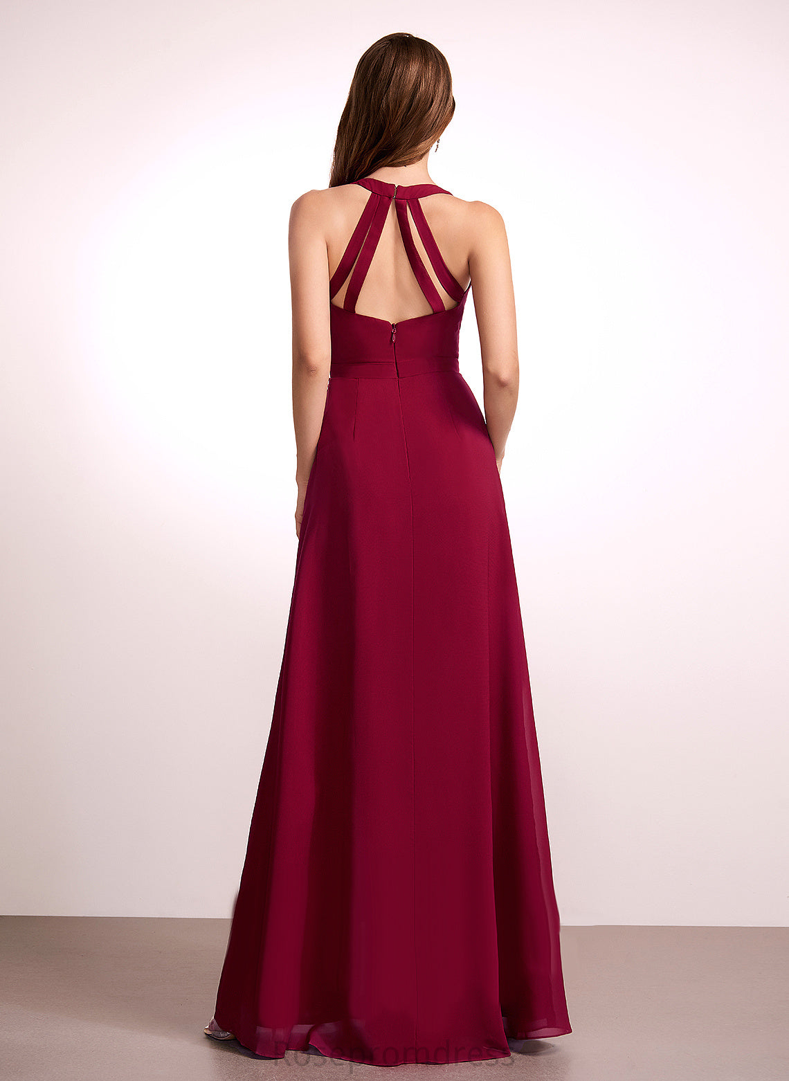 Length Silhouette Neckline A-Line Fabric Straps V-neck Floor-Length Leslie Bridesmaid Dresses