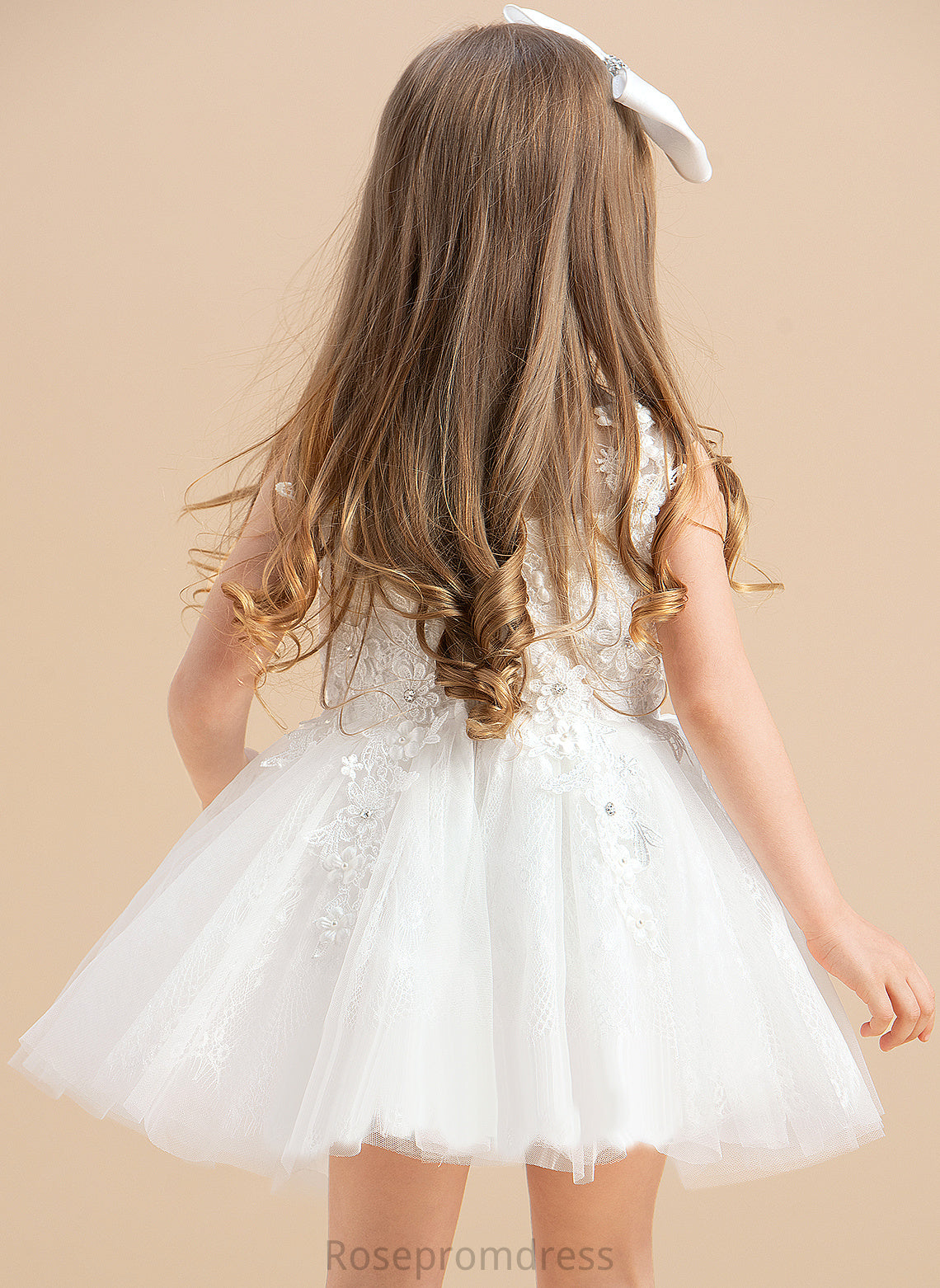 With Tulle Scoop Novia Sleeveless - Neck Dress Ball-Gown/Princess Flower Girl Dresses Beading/Appliques Knee-length Girl Flower