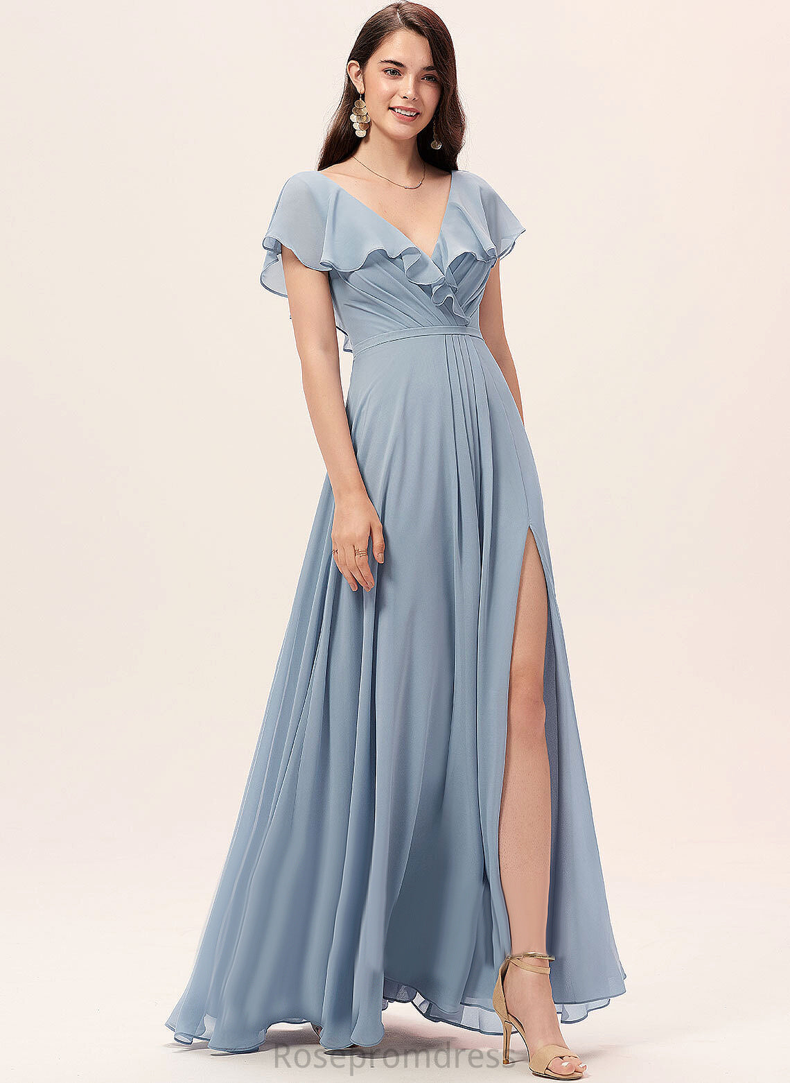 Length A-line Floor-Length Fabric Neckline V-Neck Silhouette Straps&Sleeves Ally Bridesmaid Dresses