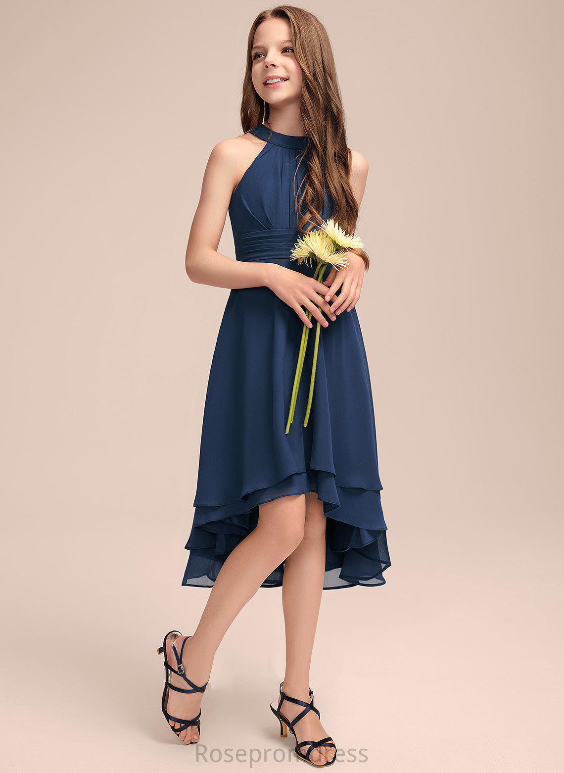 Chiffon With Neck Ruffles Micah Junior Bridesmaid Dresses Scoop A-Line Asymmetrical