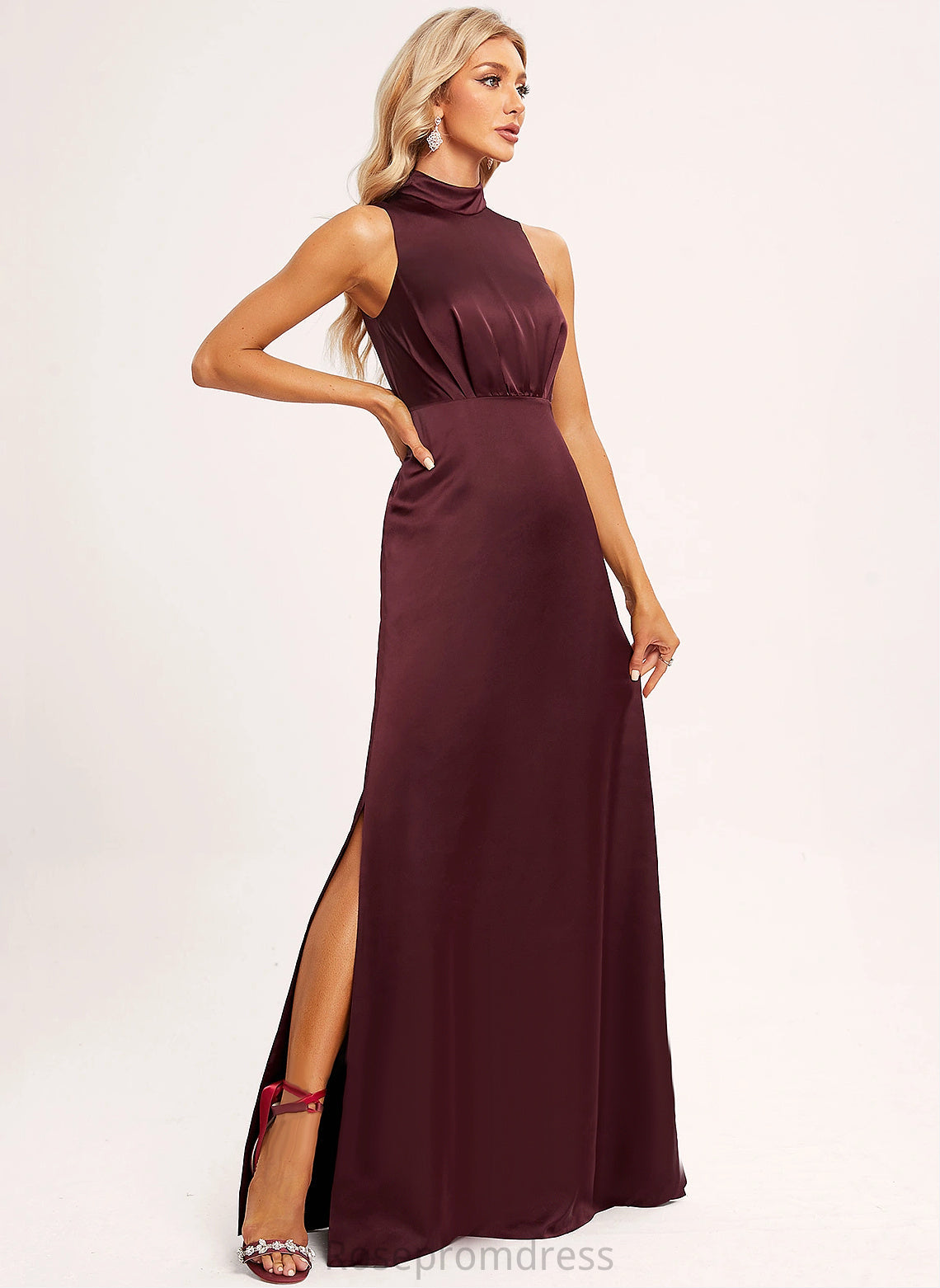 BackStyle Sleeveless HighNeck Straps&Sleeves A-line Length Neckline Silhouette Floor-Length Ashlee V-Neck Natural Waist Bridesmaid Dresses