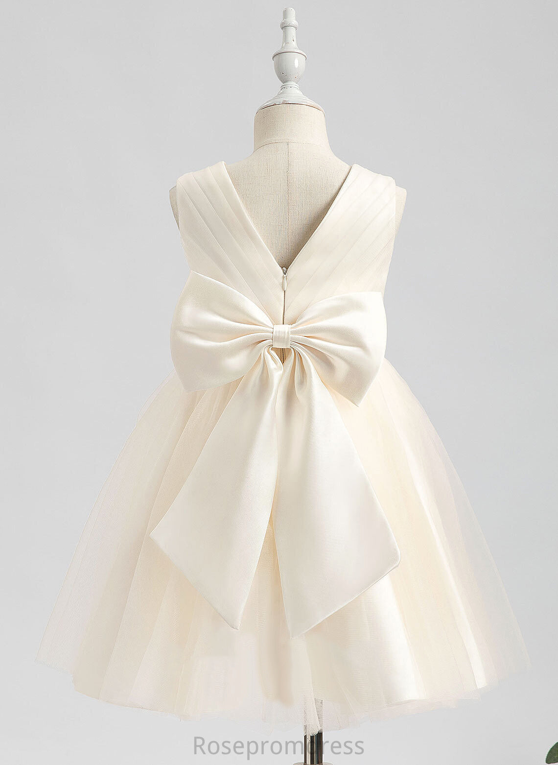 Dress Girl Katherine V-neck A-Line Flower Girl Dresses - With Knee-length Bow(s) Sleeveless Tulle Flower