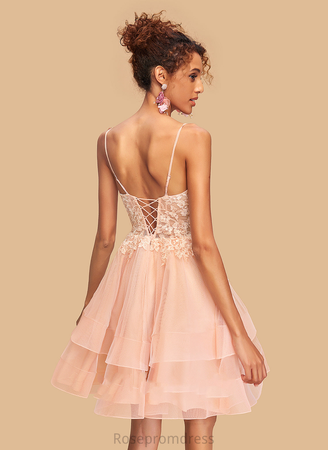 V-neck Naomi Dress Homecoming Dresses Lace Homecoming With A-Line Tulle Short/Mini