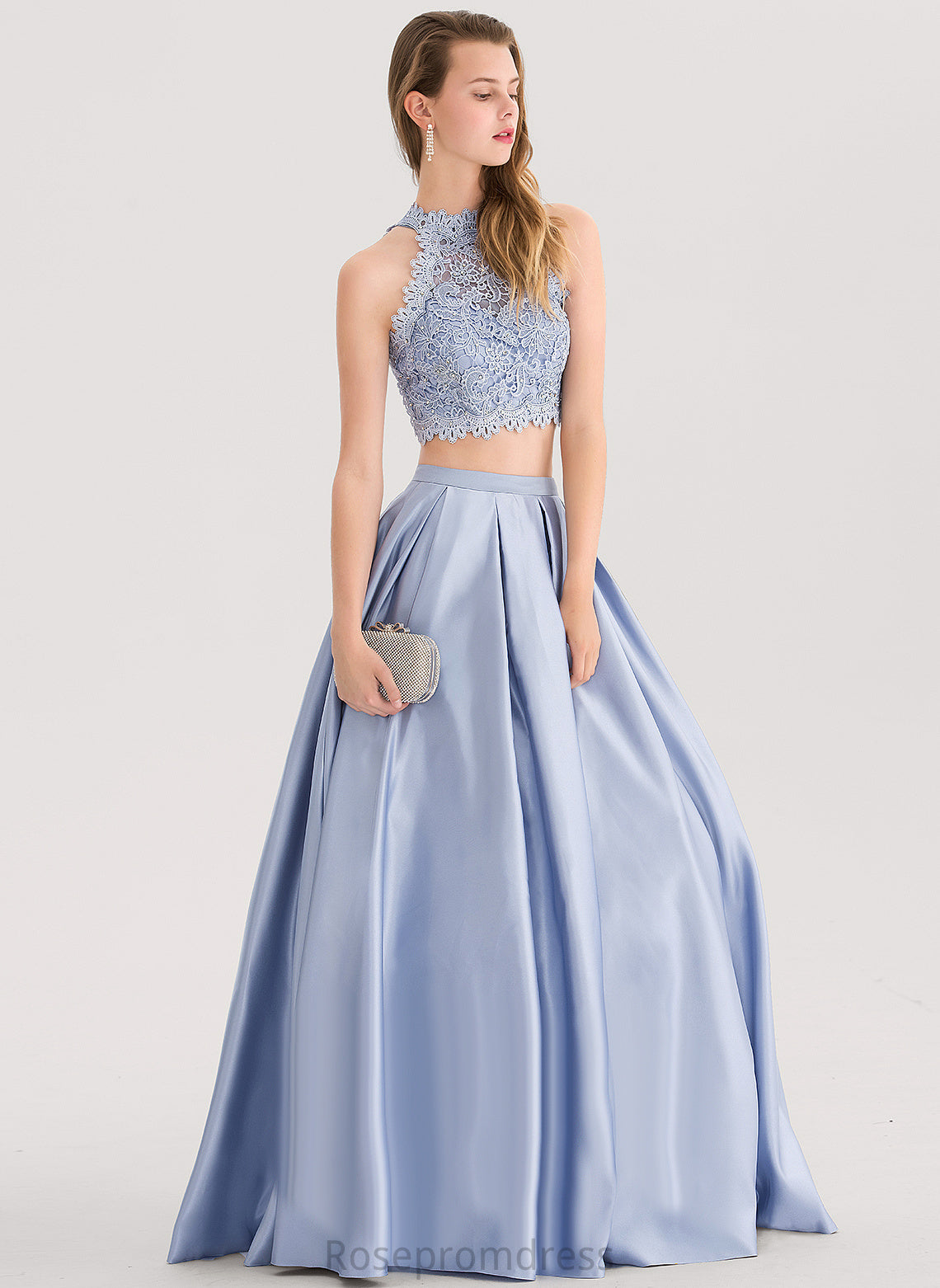 Scoop Satin Ball-Gown/Princess With Prom Dresses Sequins Lilian Floor-Length Beading Lace