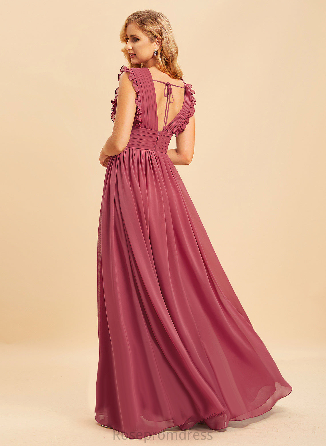 Straps&Sleeves Neckline A-line V-Neck Length Floor-Length Silhouette Fabric Krystal Natural Waist Floor Length Sleeveless Bridesmaid Dresses