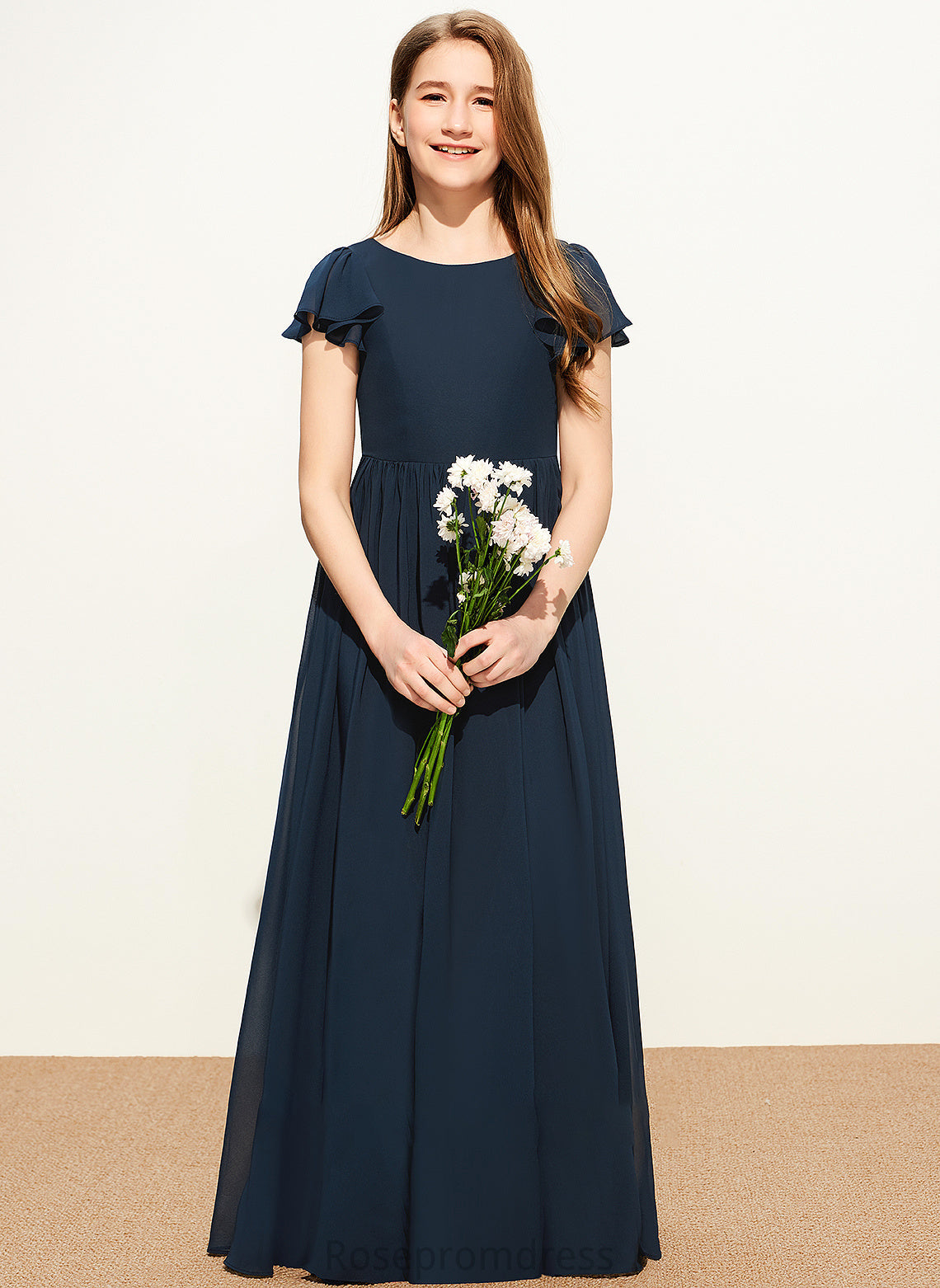 Junior Bridesmaid Dresses Imani A-LineScoopNeckFloor-LengthChiffonJuniorBridesmaidDress#253684