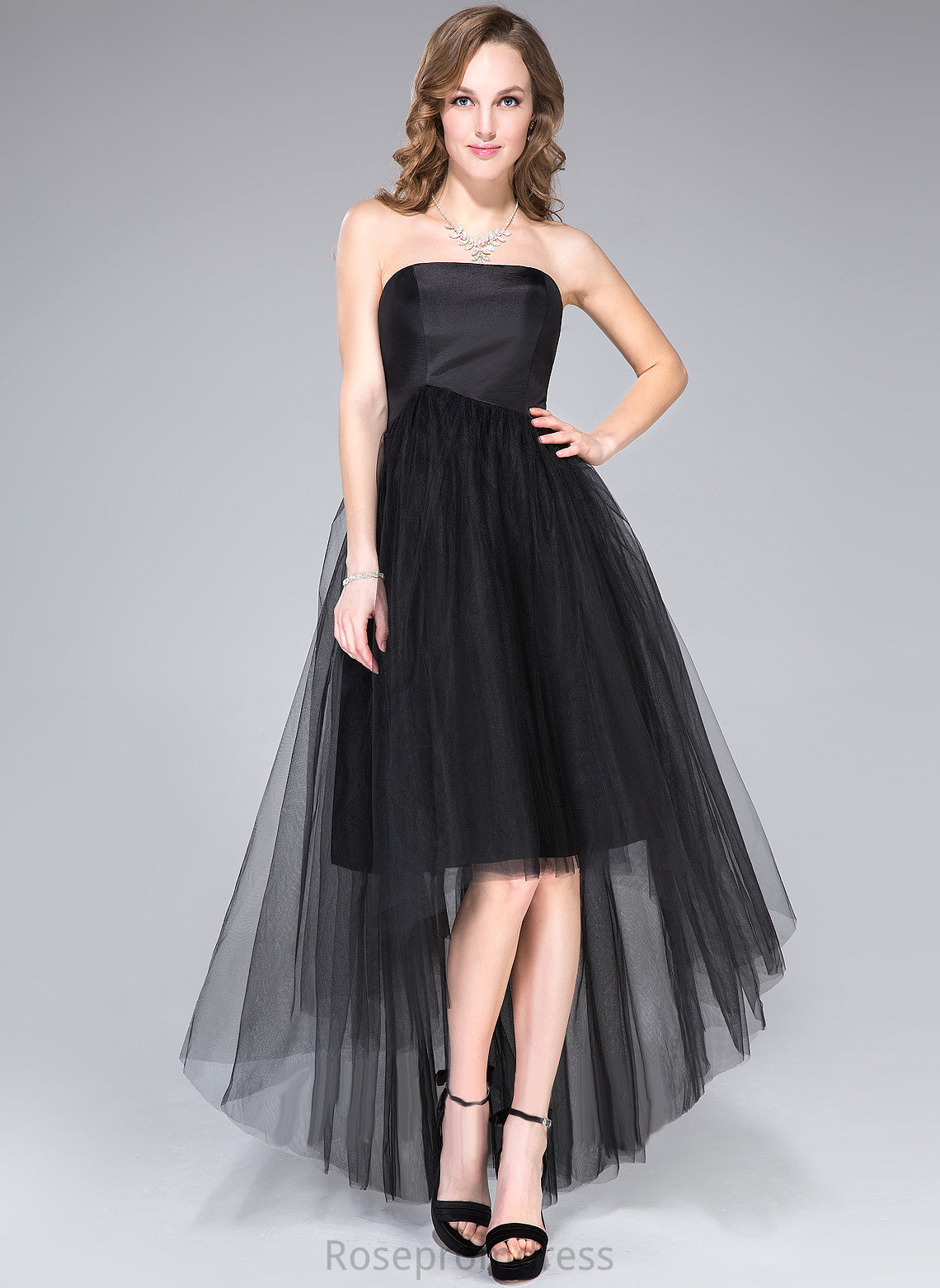 Braelyn Homecoming Dresses Strapless With Homecoming Asymmetrical A-Line Taffeta Ruffle Tulle Dress