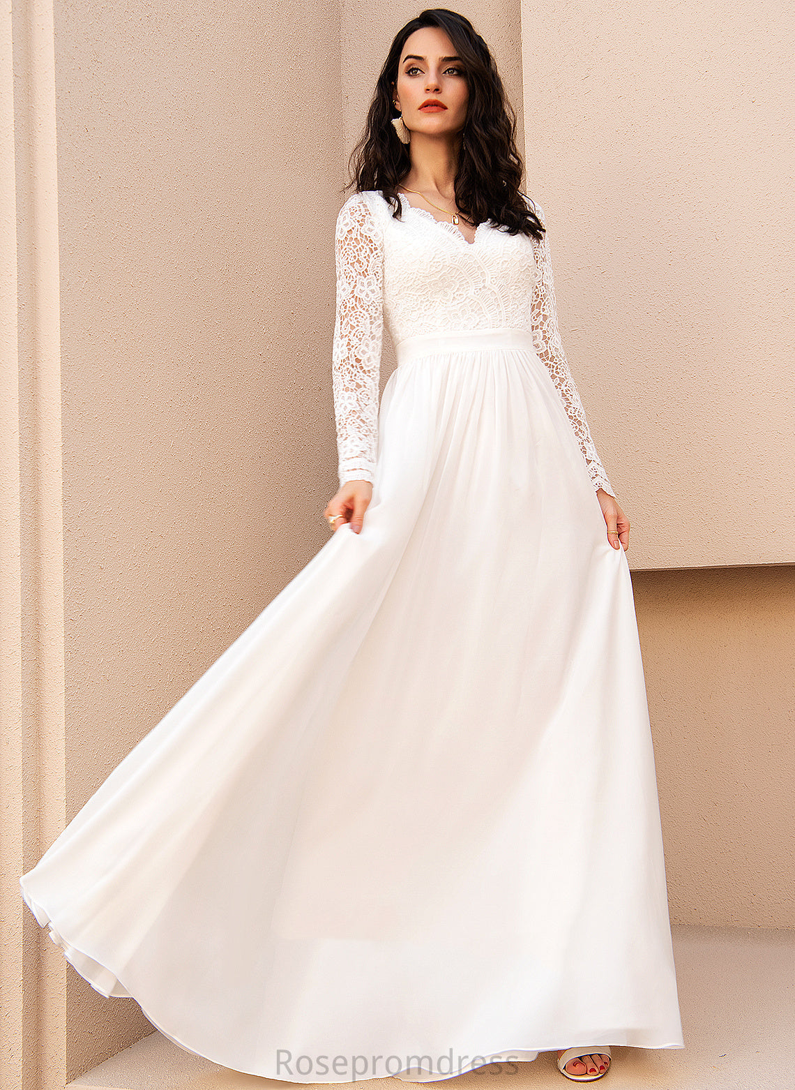 Nicola Wedding Dresses Wedding Dress A-Line Floor-Length Chiffon V-neck