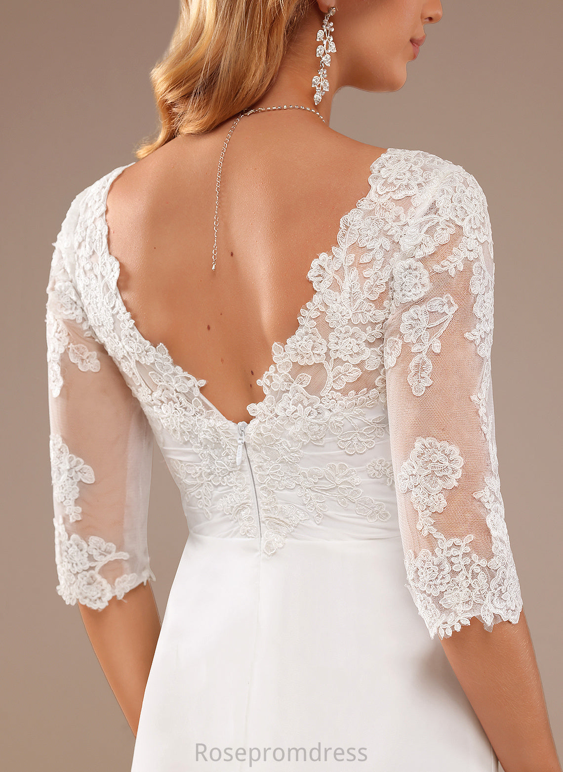 Dress V-neck With Lois Lace Ruffle A-Line Asymmetrical Chiffon Lace Wedding Wedding Dresses