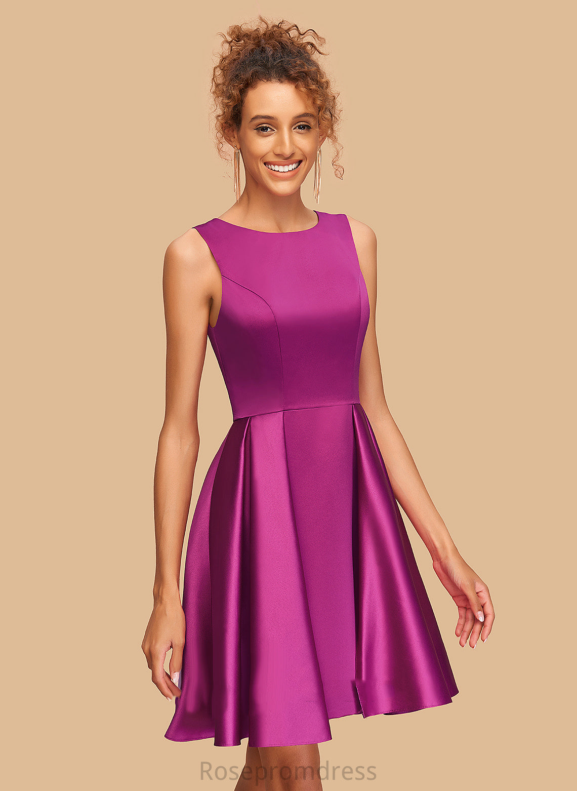 Homecoming Dresses A-Line Satin Scoop Clara Homecoming Neck Short/Mini Dress