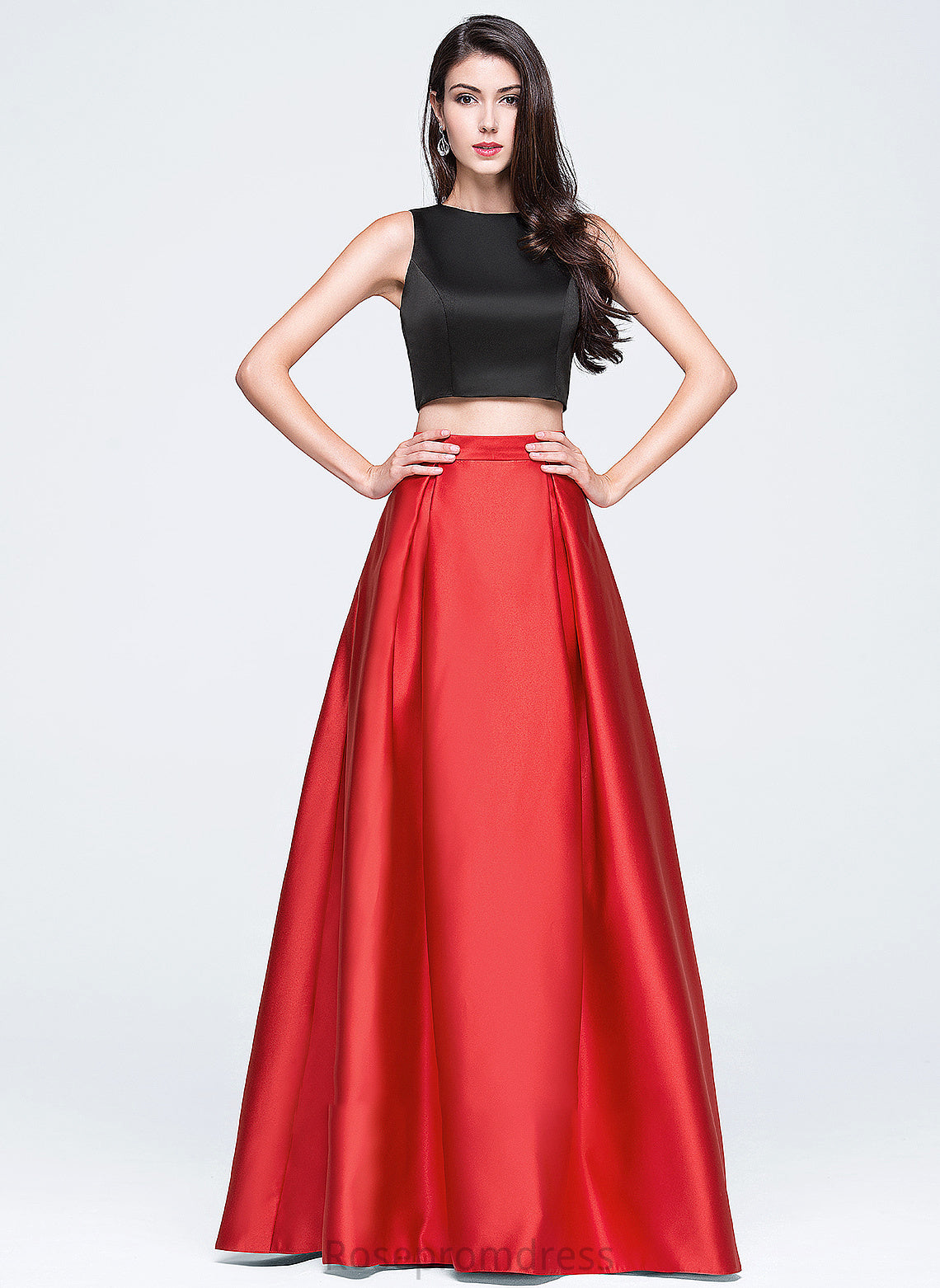 Scoop With Jennifer Floor-Length Satin Ball-Gown/Princess Pockets Prom Dresses Neck