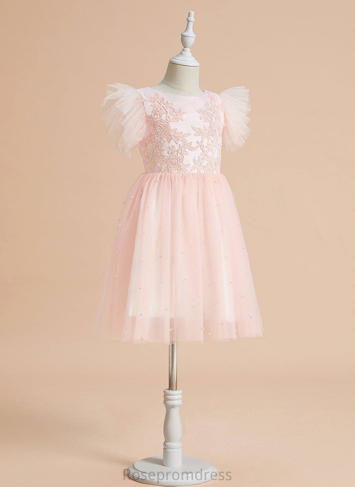 With Scoop Girl Sleeveless - Flower Girl Dresses Satin/Tulle Lace Dress Flower A-Line Knee-length London Neck