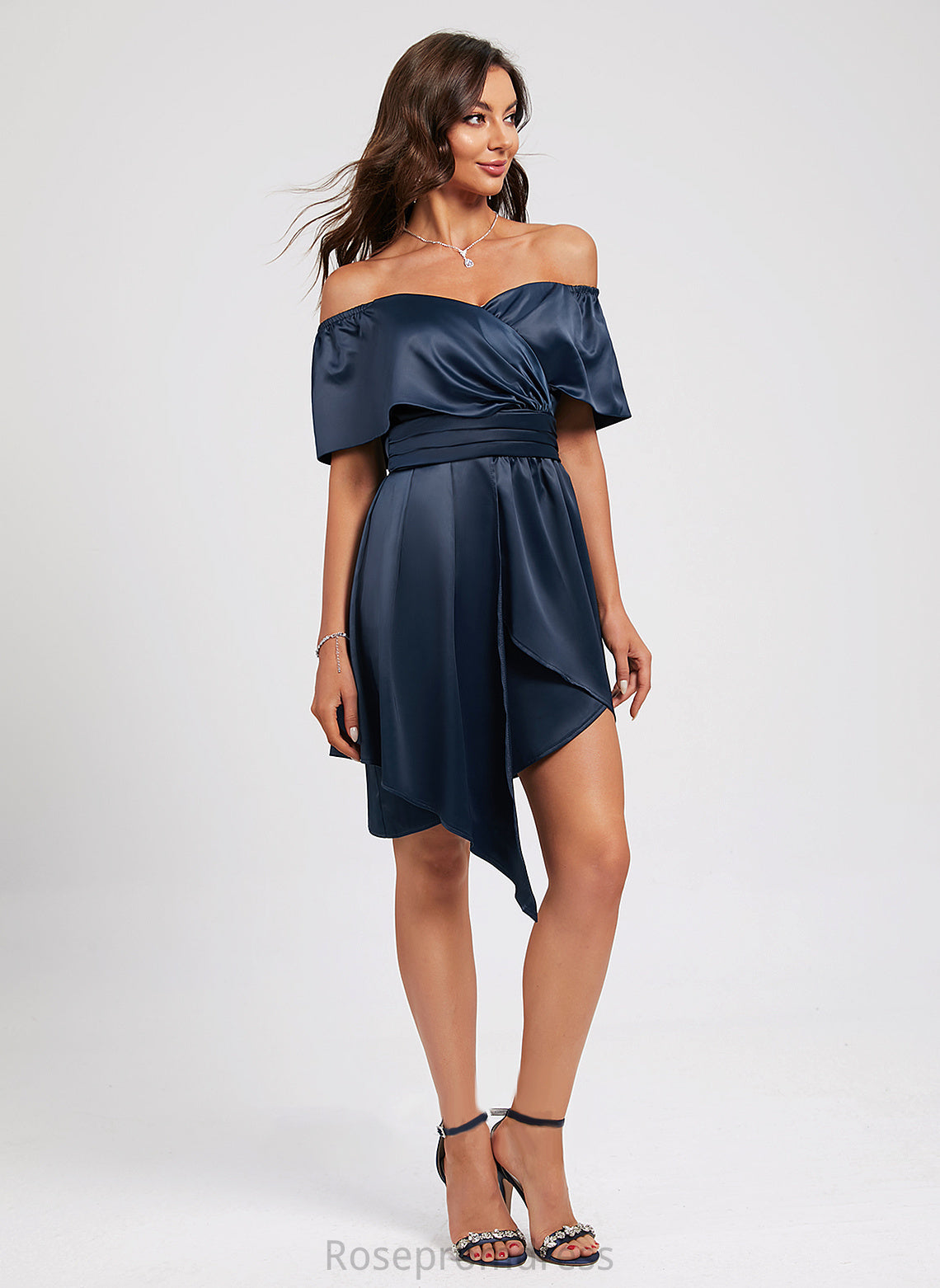 Off-the-Shoulder Asymmetrical Shania Dress Homecoming Pleated Homecoming Dresses Sheath/Column With