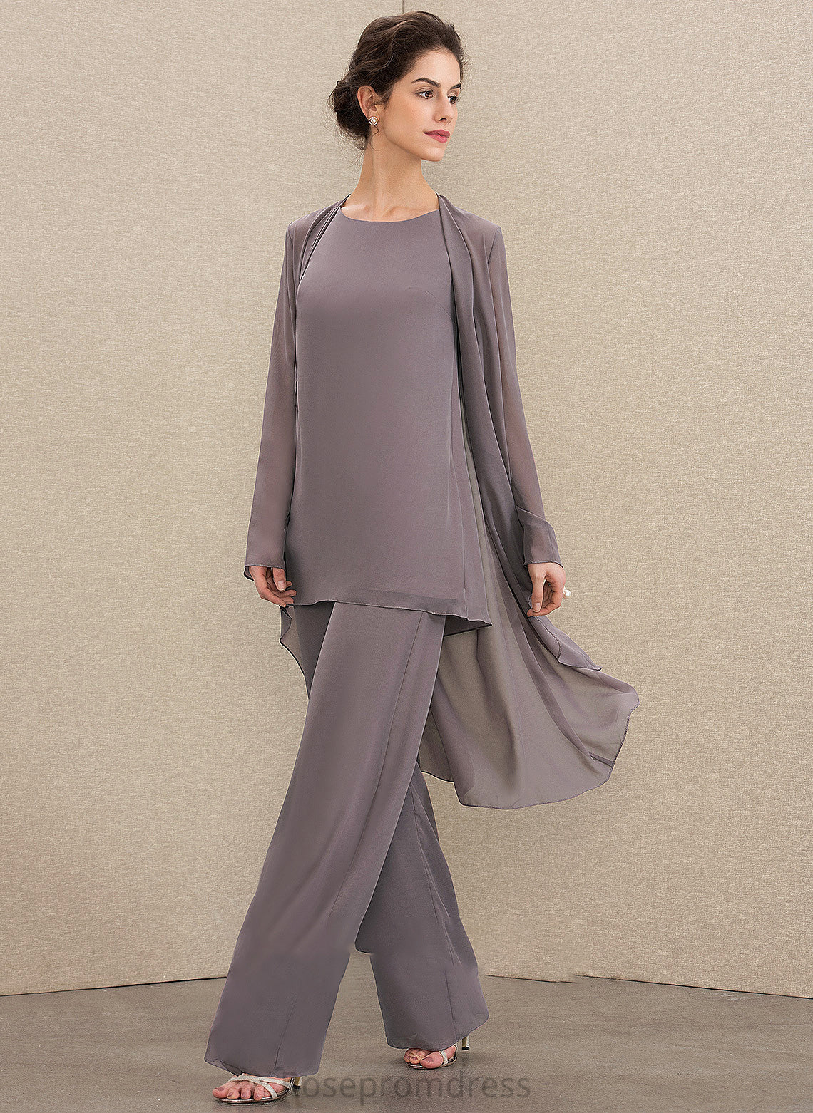 Bride Jumpsuit/Pantsuit Floor-Length Chiffon the Dress Scoop of Liz Mother Mother of the Bride Dresses Neck