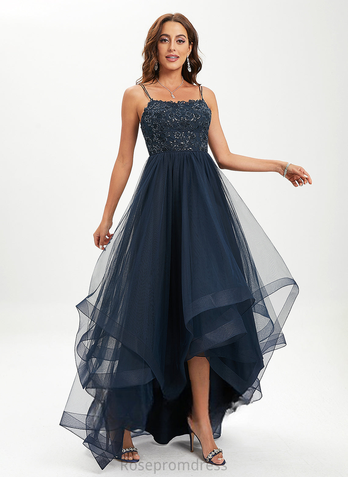 With Lace Ball-Gown/Princess Sequins Scoop Asymmetrical Laura Prom Dresses