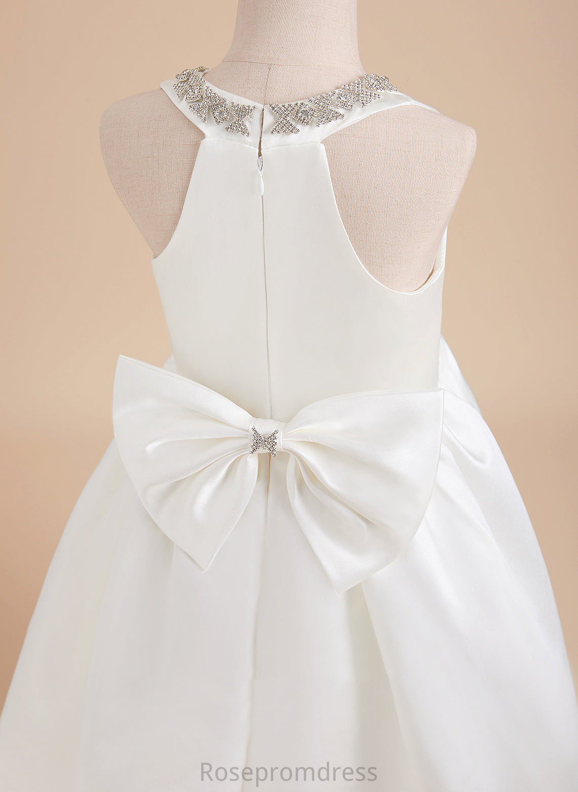 Train With Beading Girl V-neck Sweep Sleeveless - Ball-Gown/Princess Flower Girl Dresses Avah Dress Flower Satin