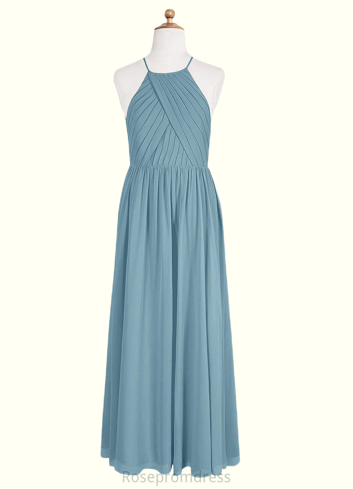 Tabitha A-Line Pleated Chiffon Floor-Length Junior Bridesmaid Dress SRSP0020009