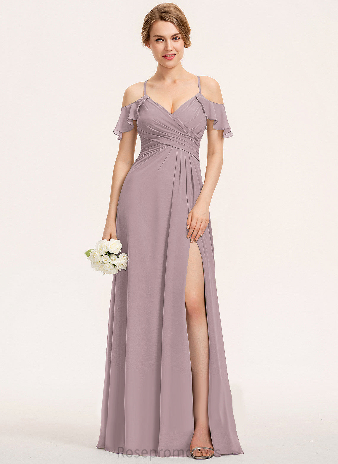 Fabric Straps&Sleeves Floor-Length A-Line Silhouette Pleated Length Embellishment Carley Floor Length Sleeveless Natural Waist Bridesmaid Dresses