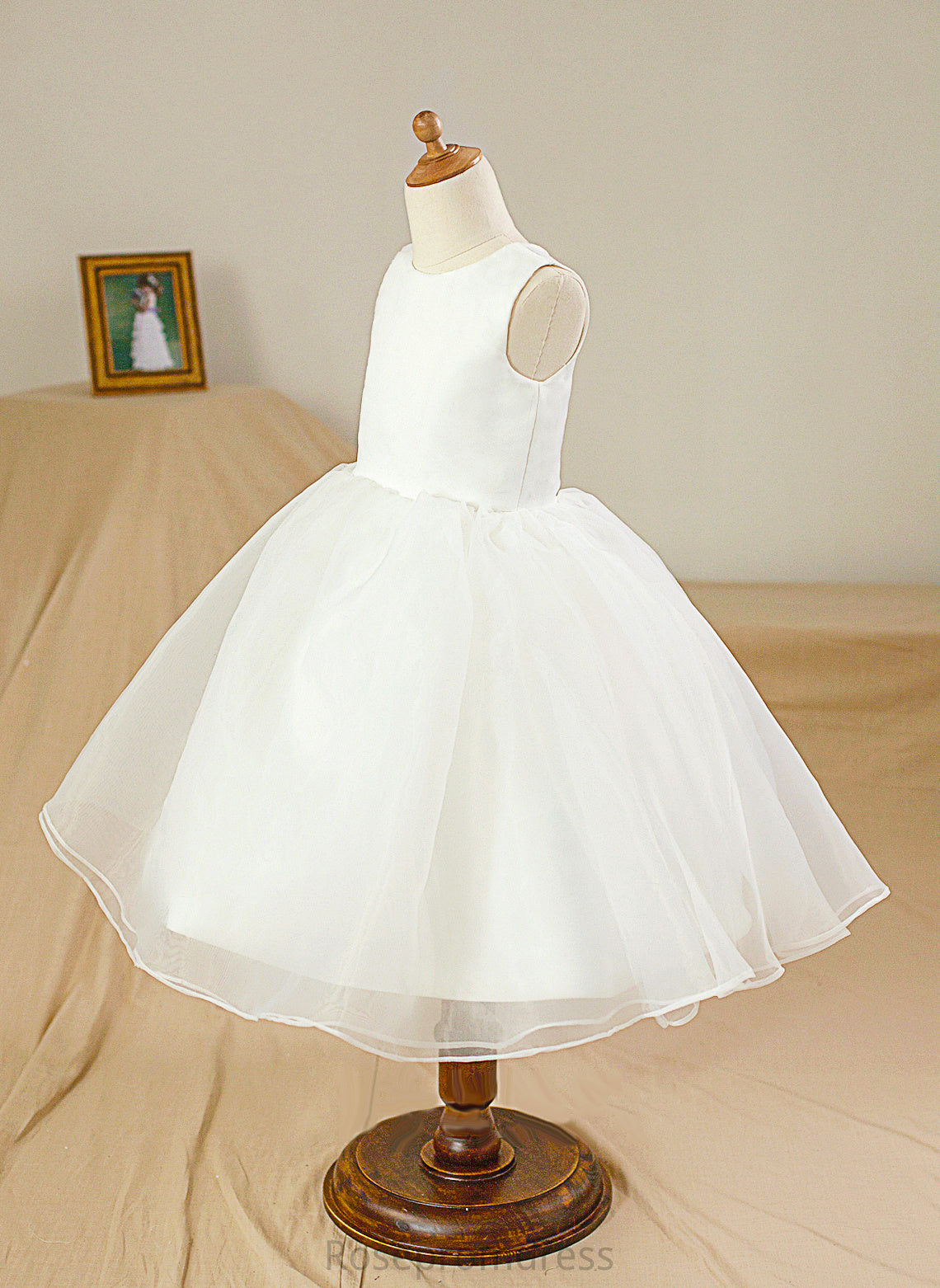 Neck Sleeveless Flower Girl Dresses Satin/Tulle Dress Gown Girl Reese Ball Flower Knee-length - Scoop