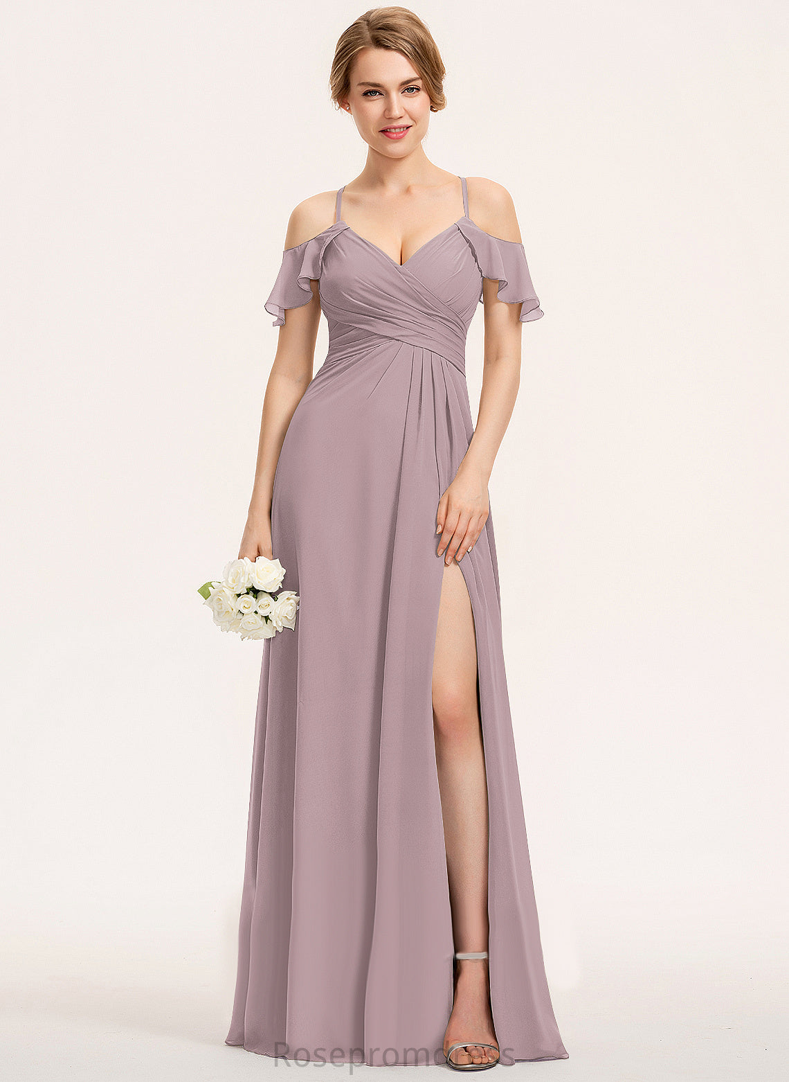 Length A-line Pleated Straps&Sleeves Floor-Length Silhouette Fabric Embellishment Kate Natural Waist Floor Length Spaghetti Staps Bridesmaid Dresses